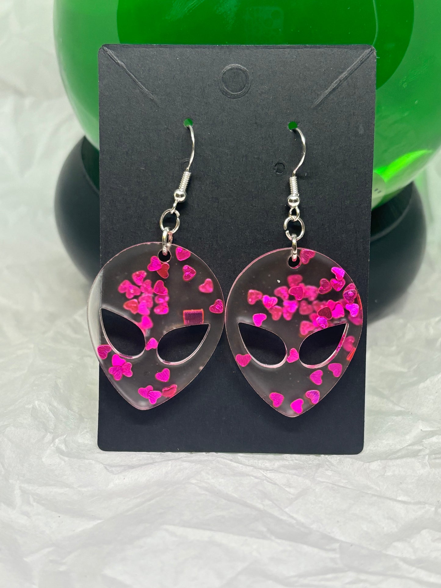 Alien Earrings (Magenta Hearts)