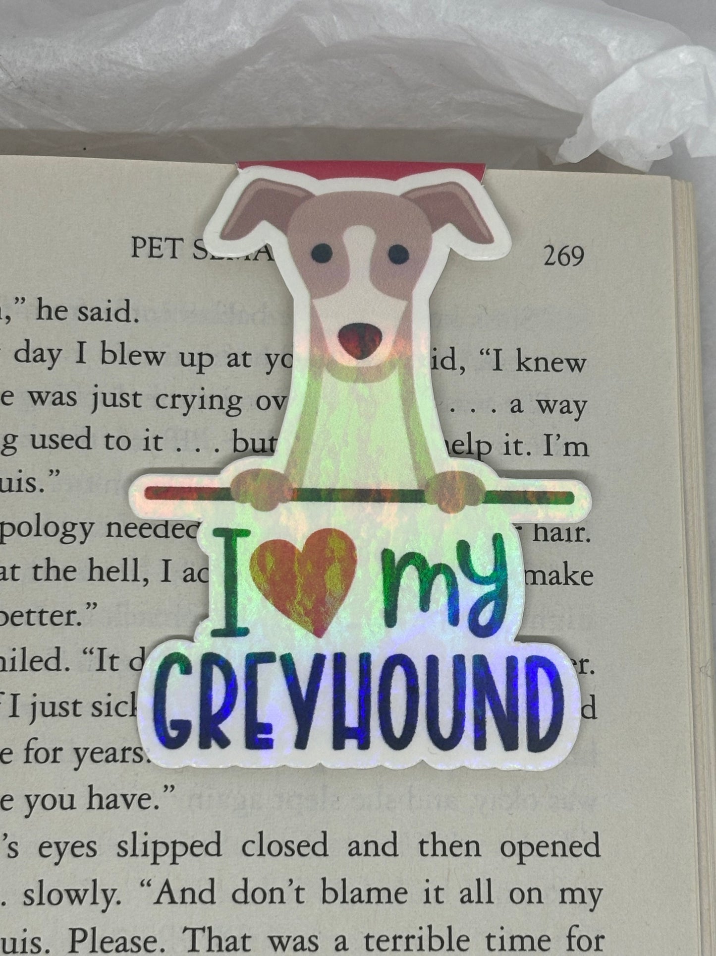 I Love My Greyhound Bookmark (Magnetic)