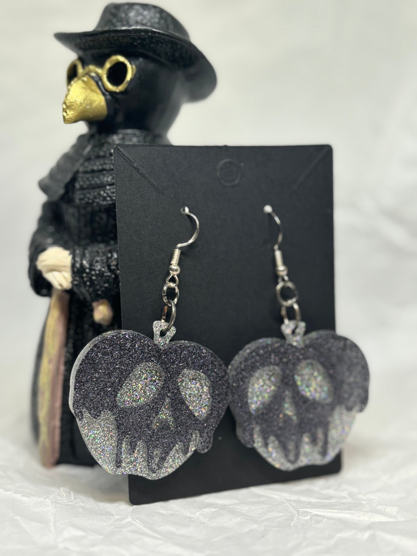 Poison Apple Earrings (Black & Silver)