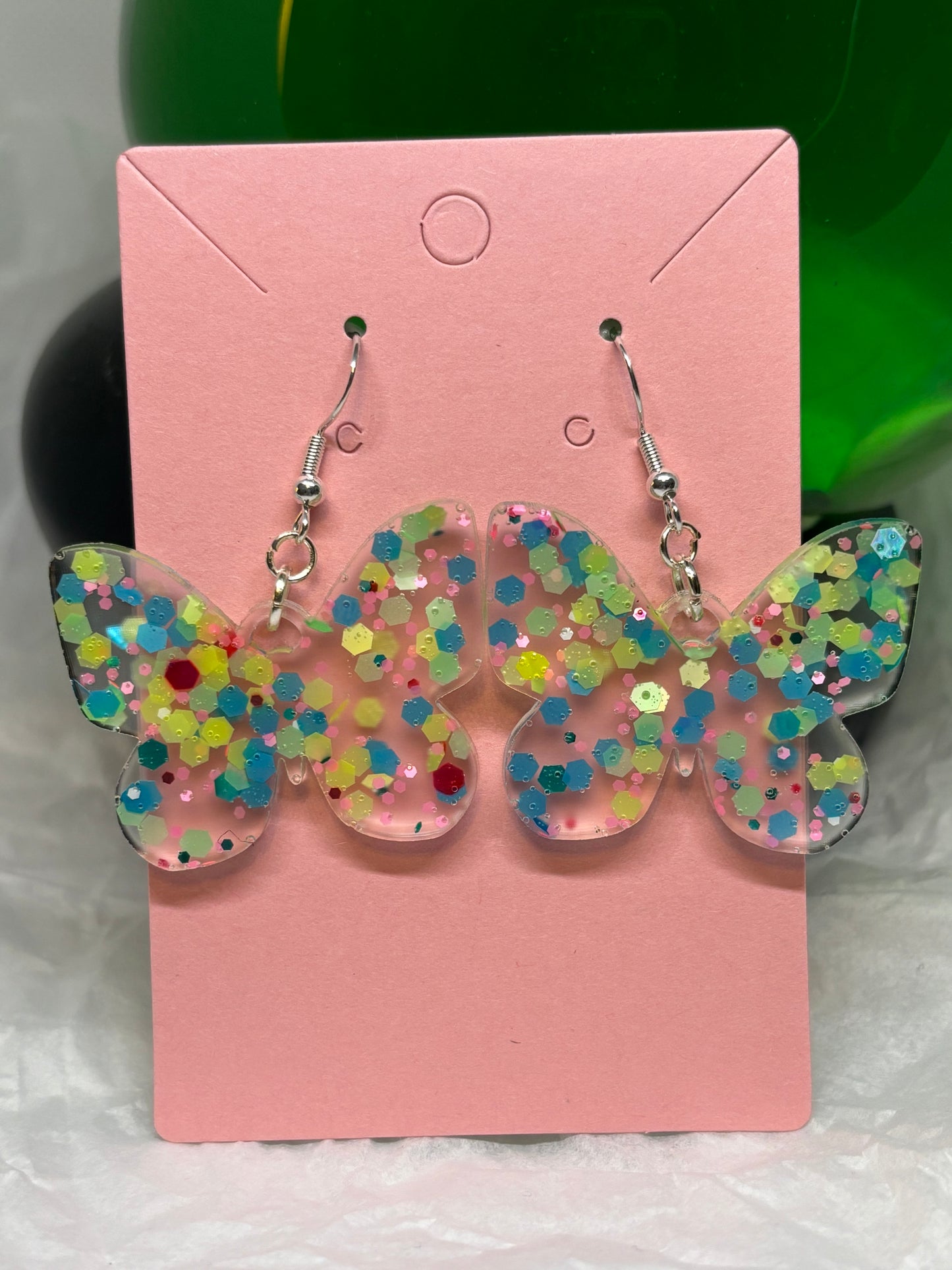 Butterfly Earrings (Chunky Pastel Glitter)