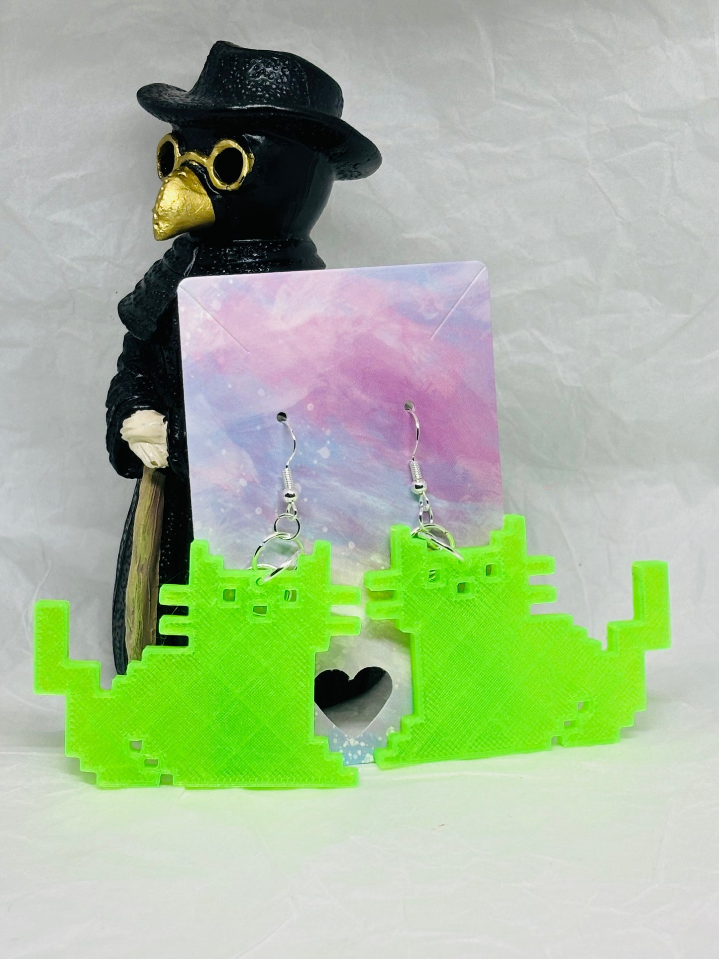 Glowing Pixel Cat Earrings (Large)