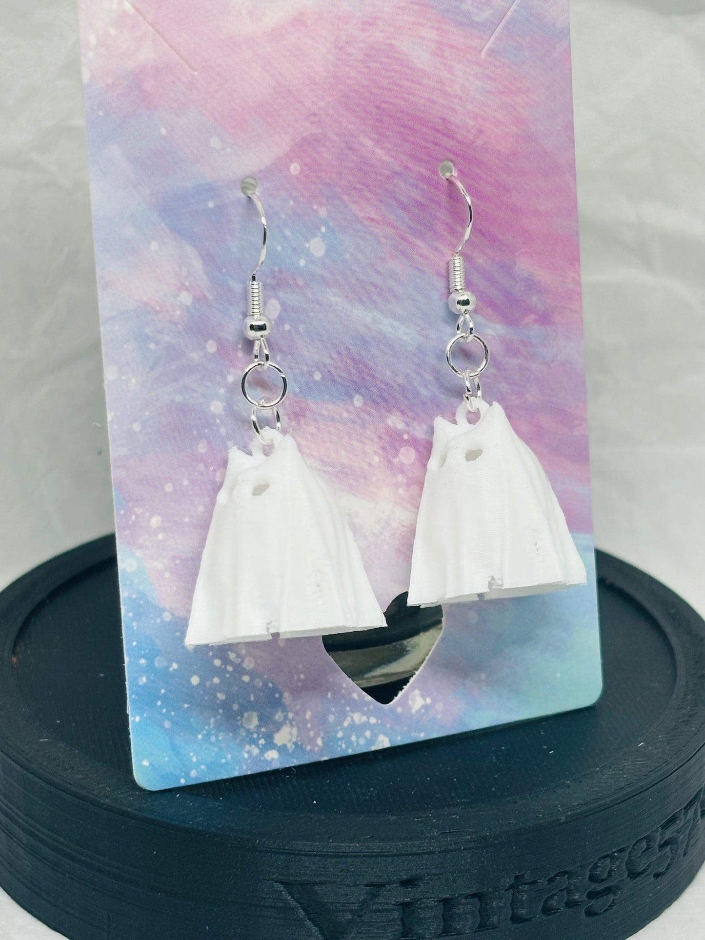 Ghost Cat Earrings (White)