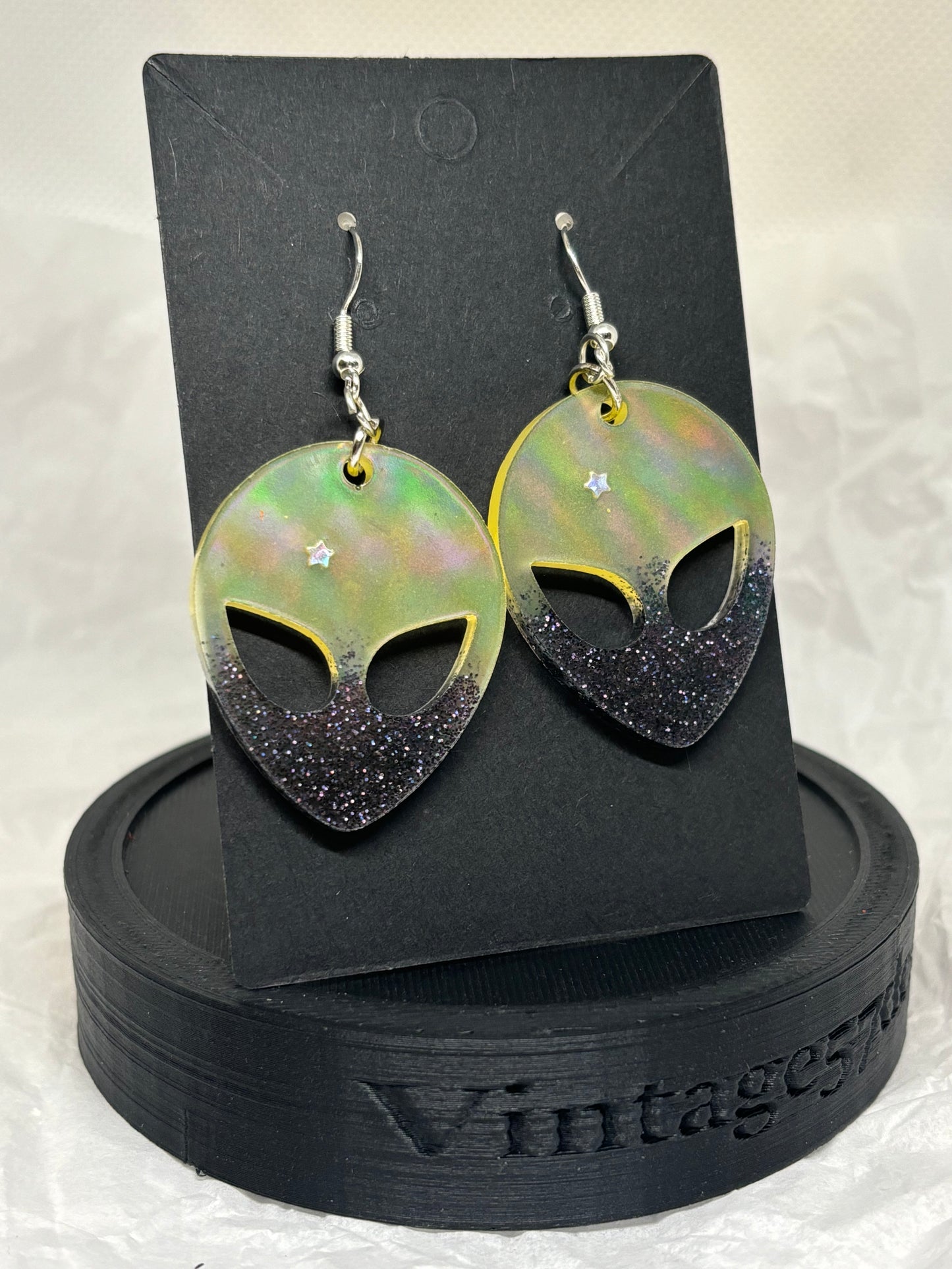 Alien Earrings - Glow in the Dark (Orange & Black)