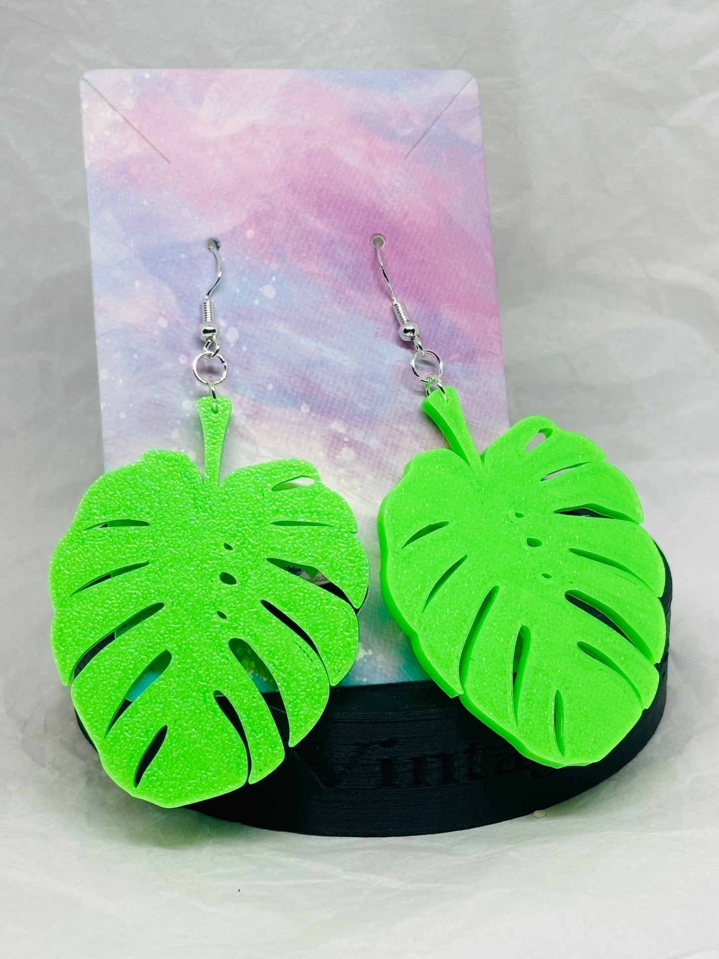 Monstera Earrings (Glows Under UV!)