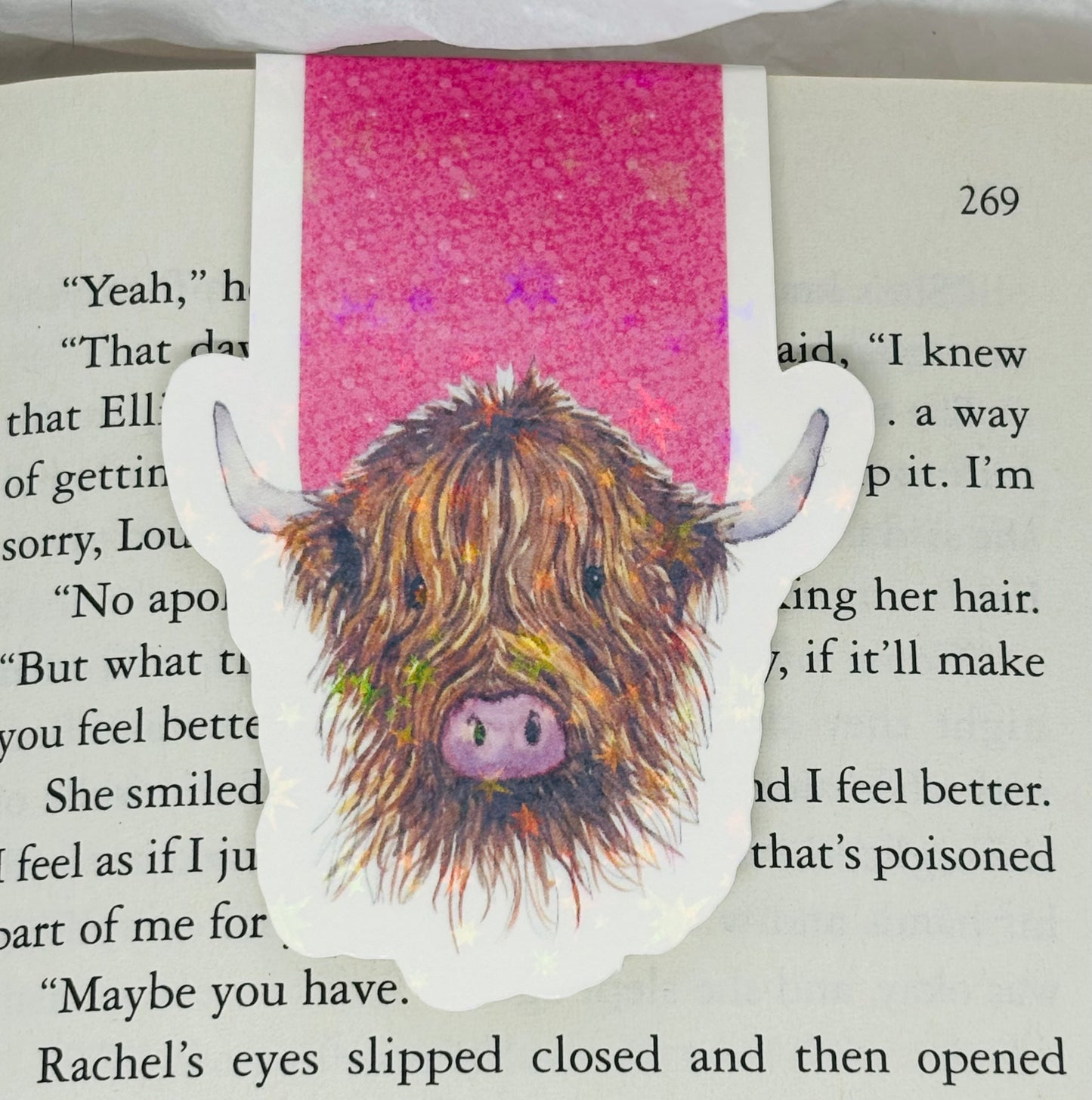 Highland Cow Magnetic Bookmark (Hot Pink)