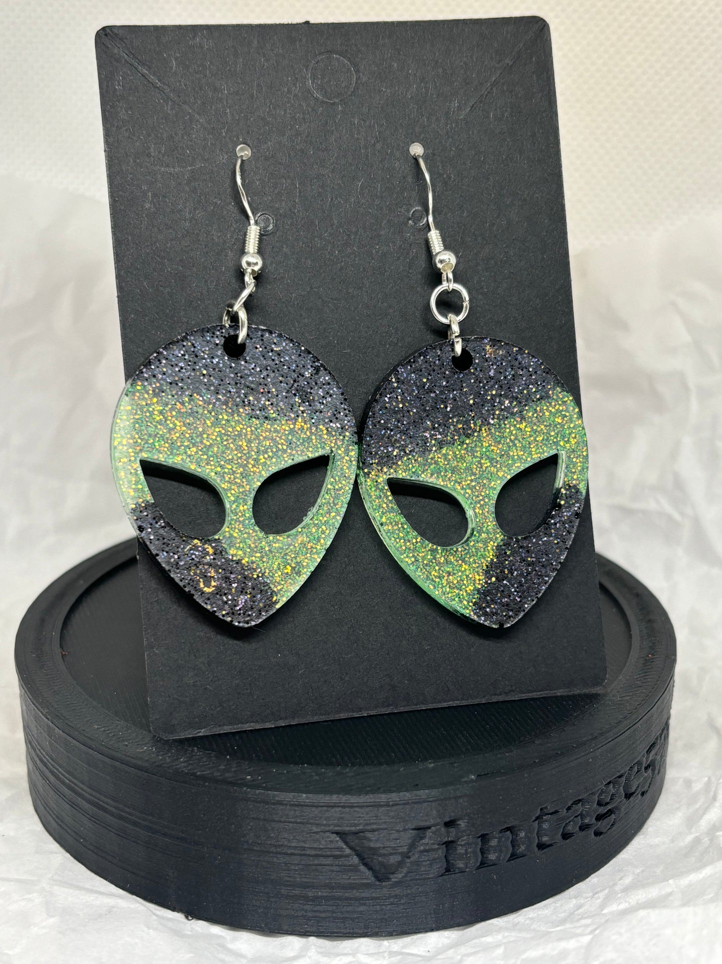 Alien Earrings (Green & Black)