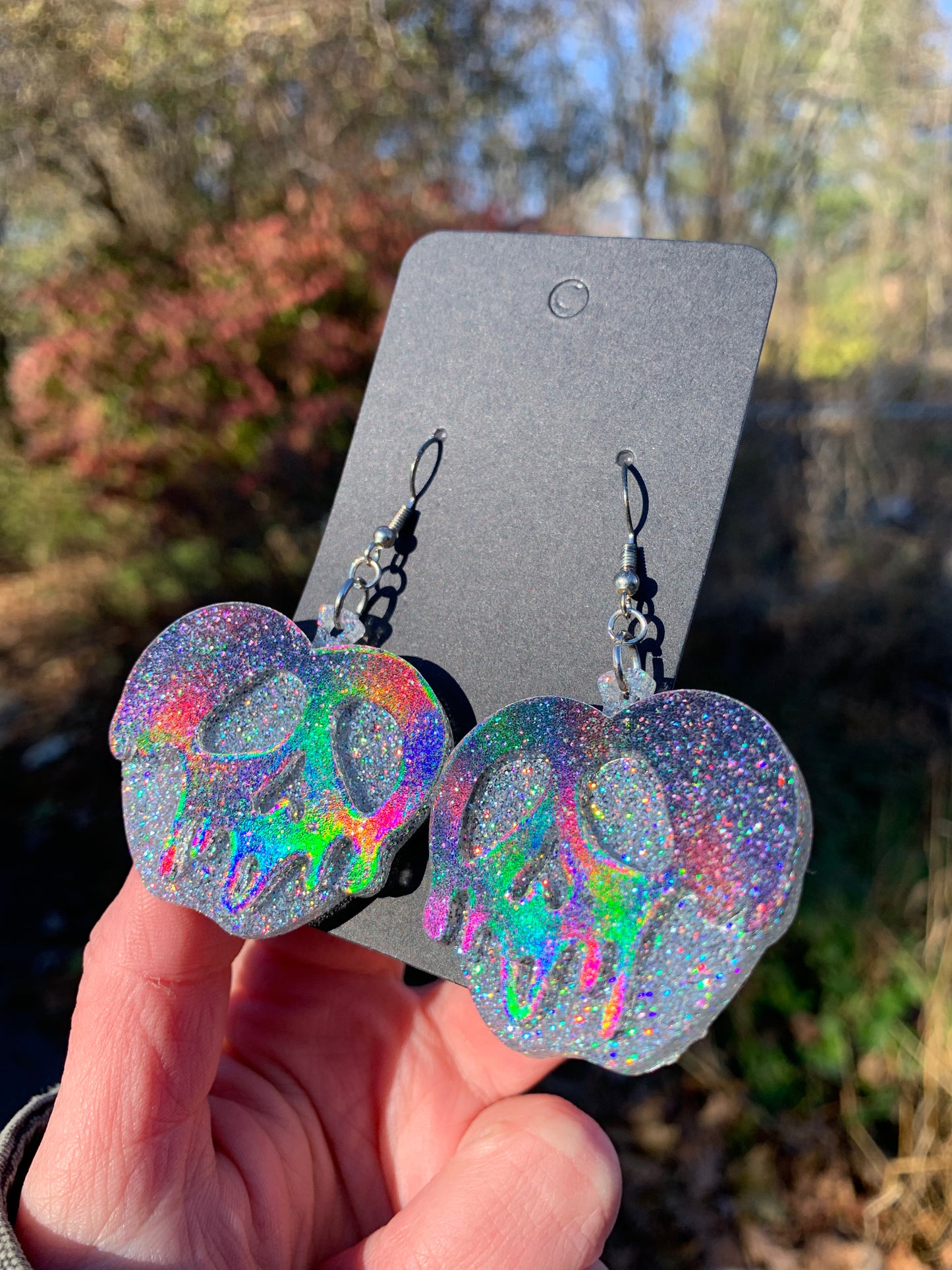 Poison Apple Earrings (Black & Silver)