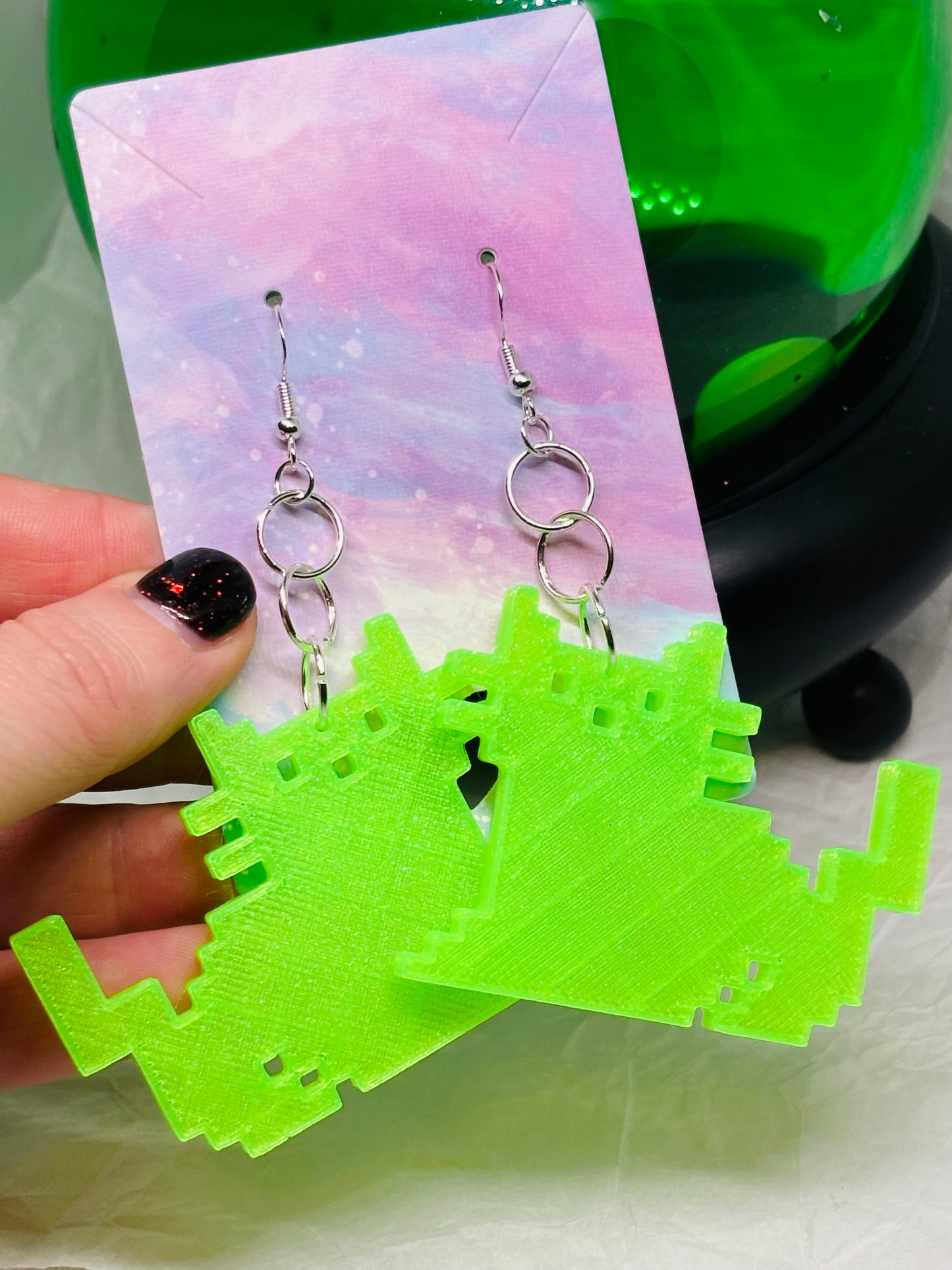 Glowing Pixel Cat Earrings (Large)
