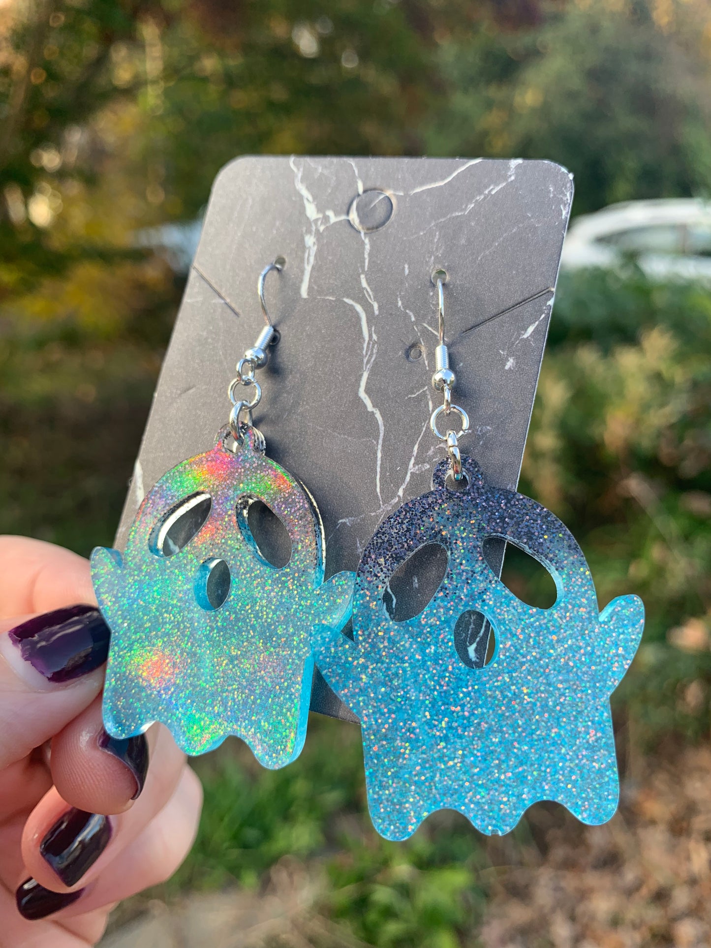Ghost Earrings (Black & Blue)