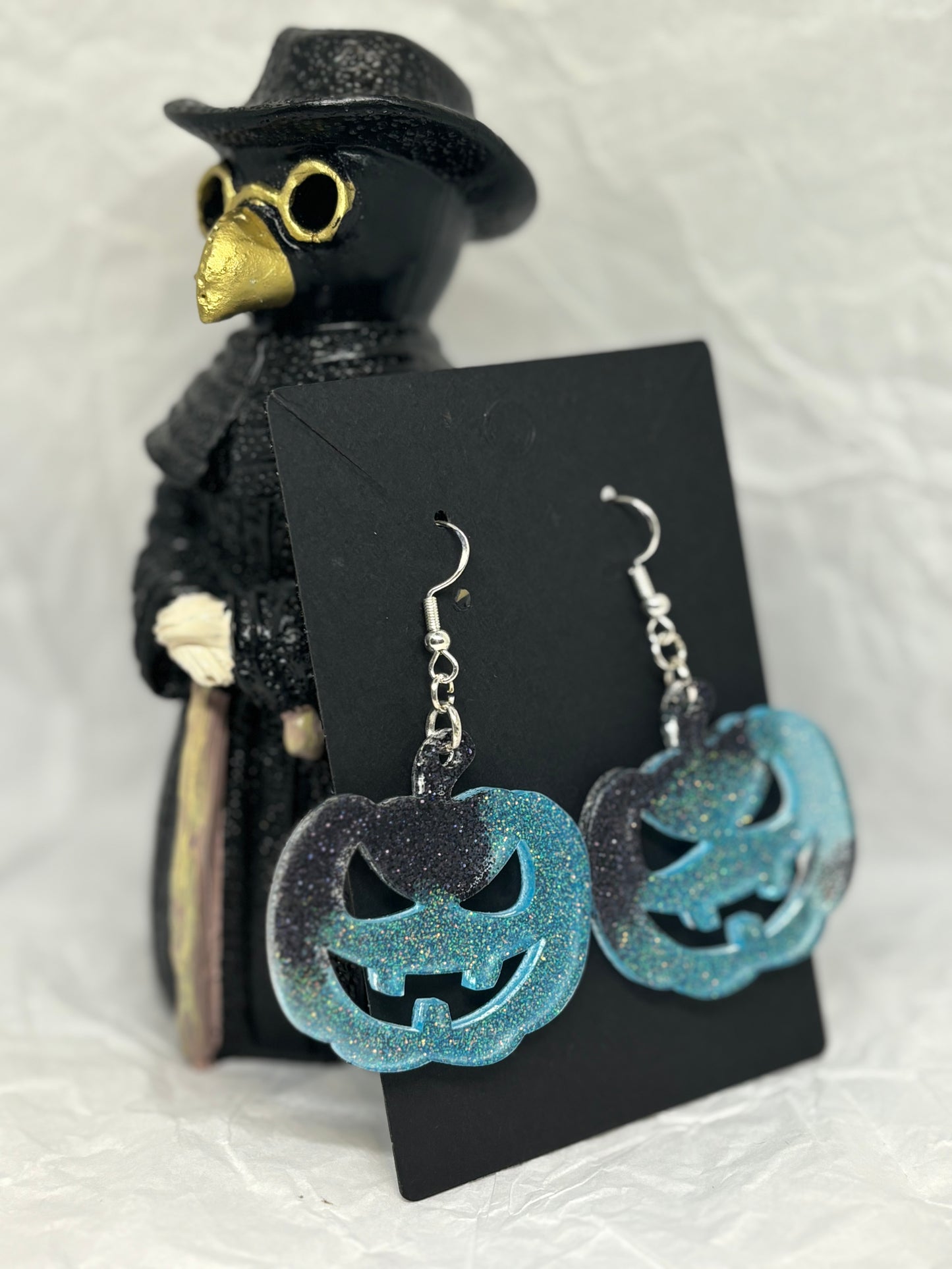Jack o'Lantern Earrings (Black & Blue)