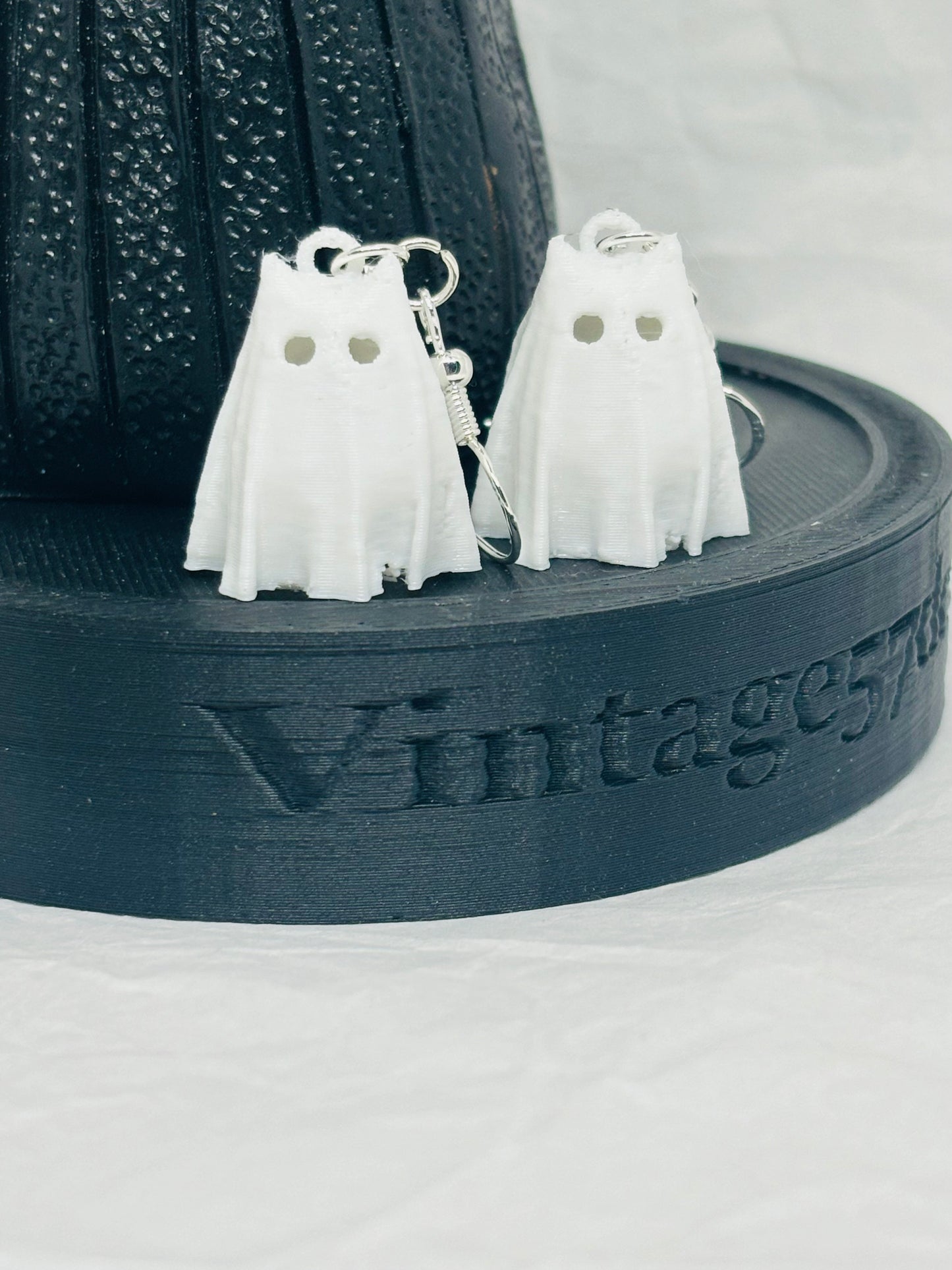 Ghost Cat Earrings (White)