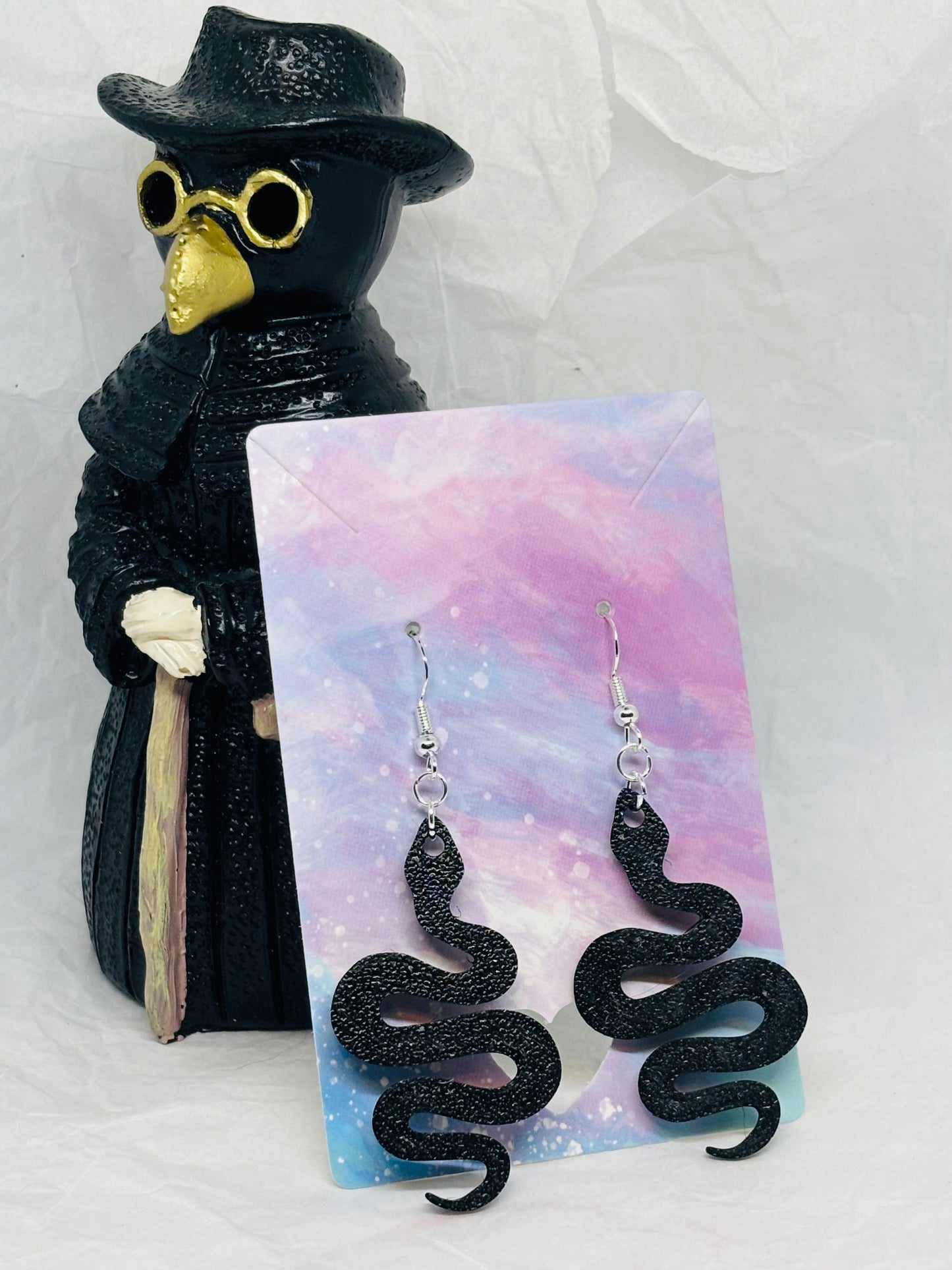 Snake Earrings (Black)