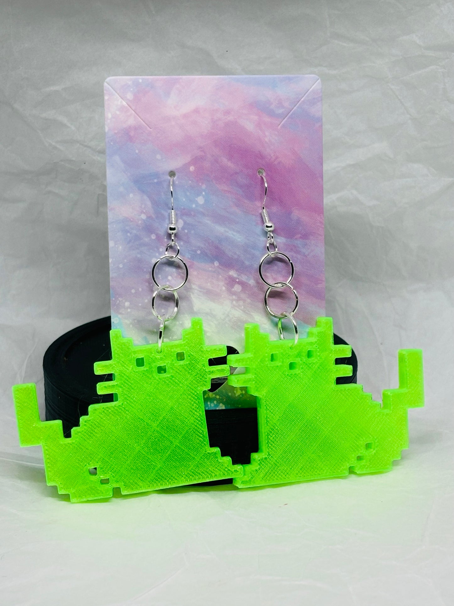 Glowing Pixel Cat Earrings (Large)