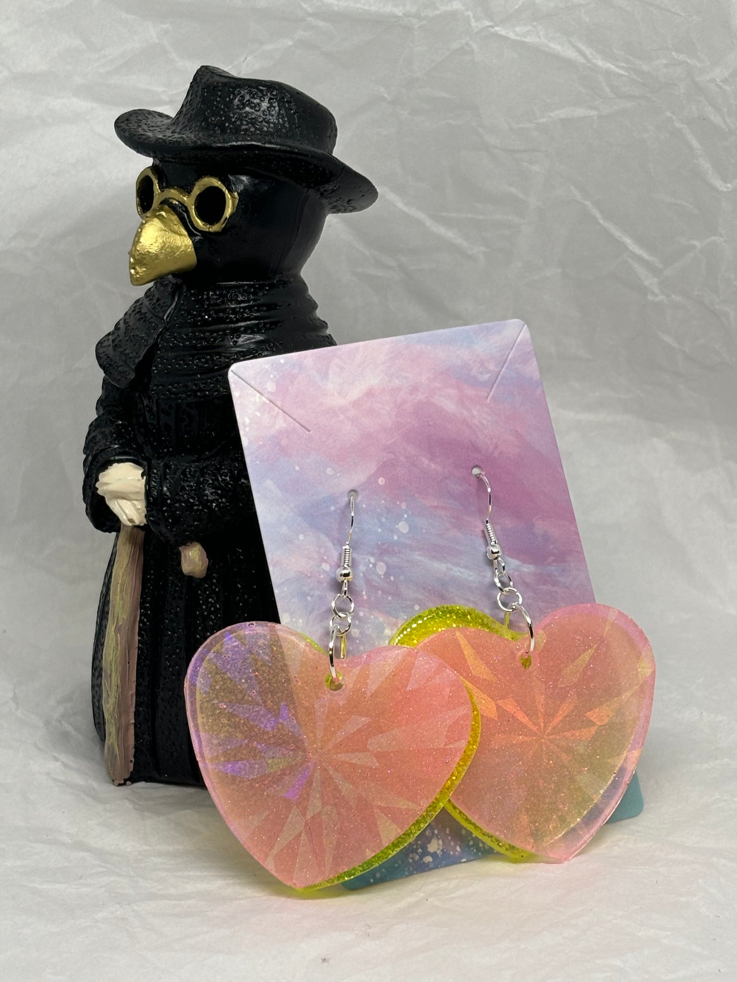 Layered Heart Earrings (Pink & Yellow)
