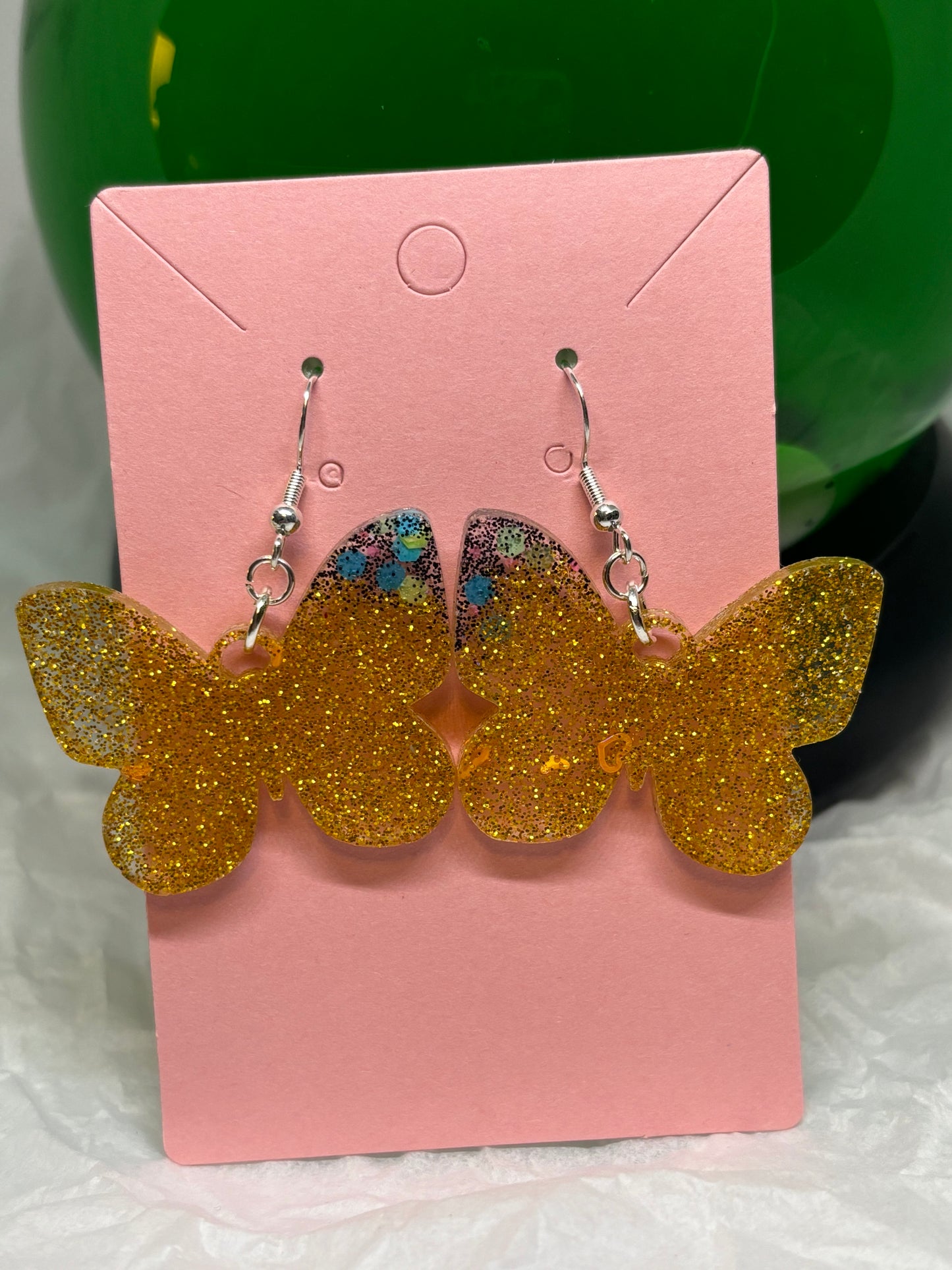 Butterfly Earrings (Gold w/Black & Pastel)