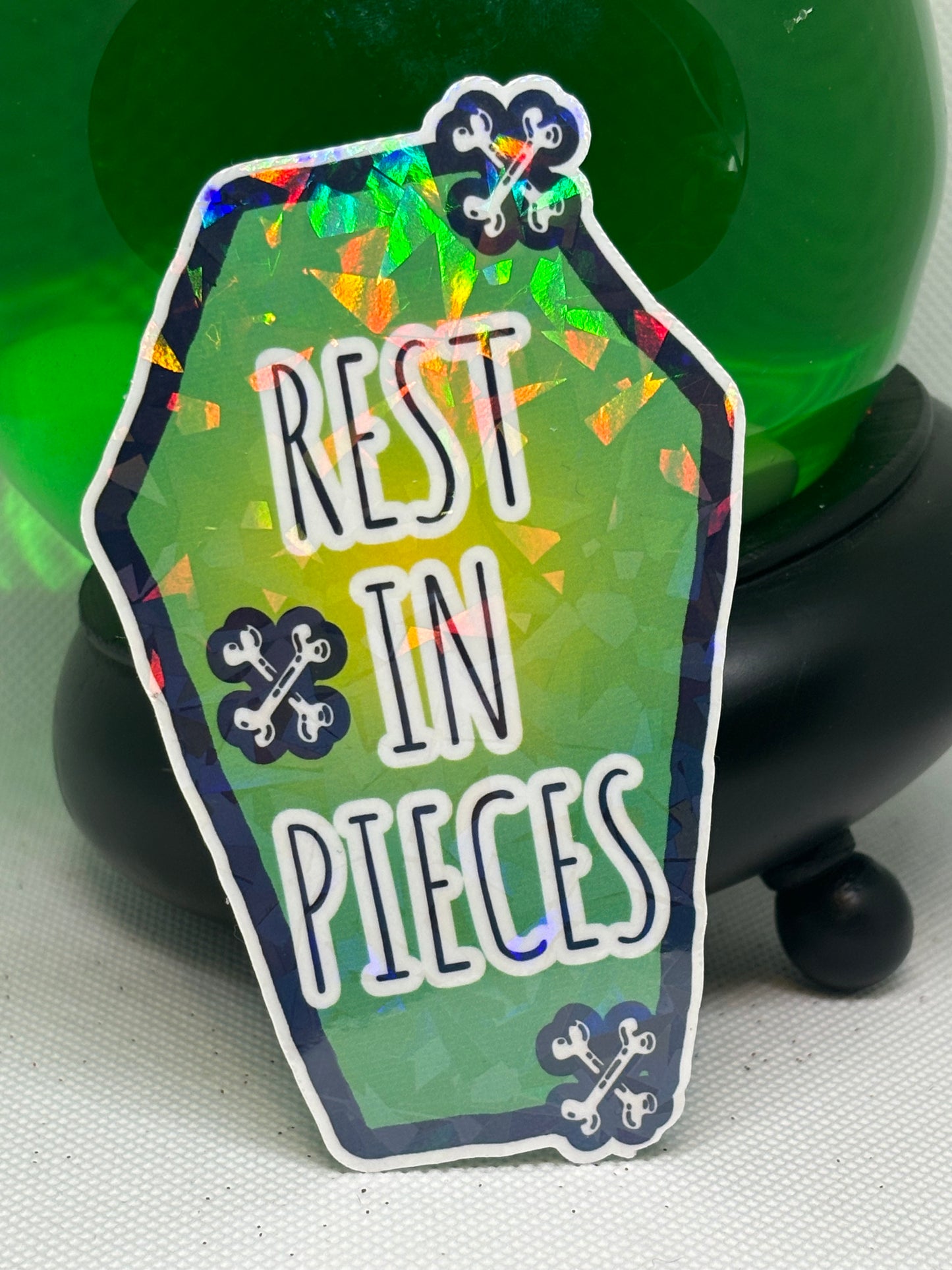 Rest In Pieces Sticker (Green)
