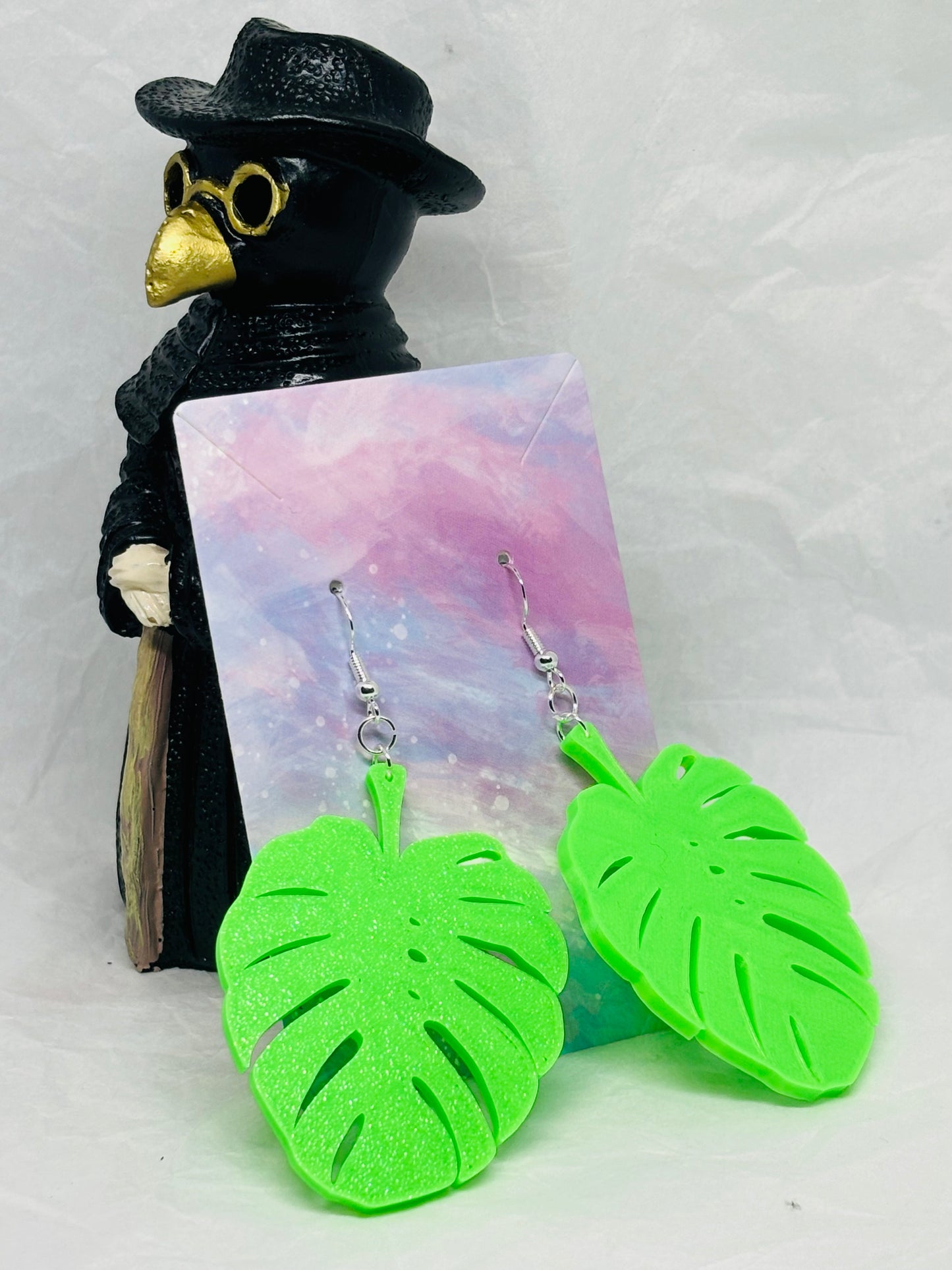 Monstera Earrings (Glows Under UV!)