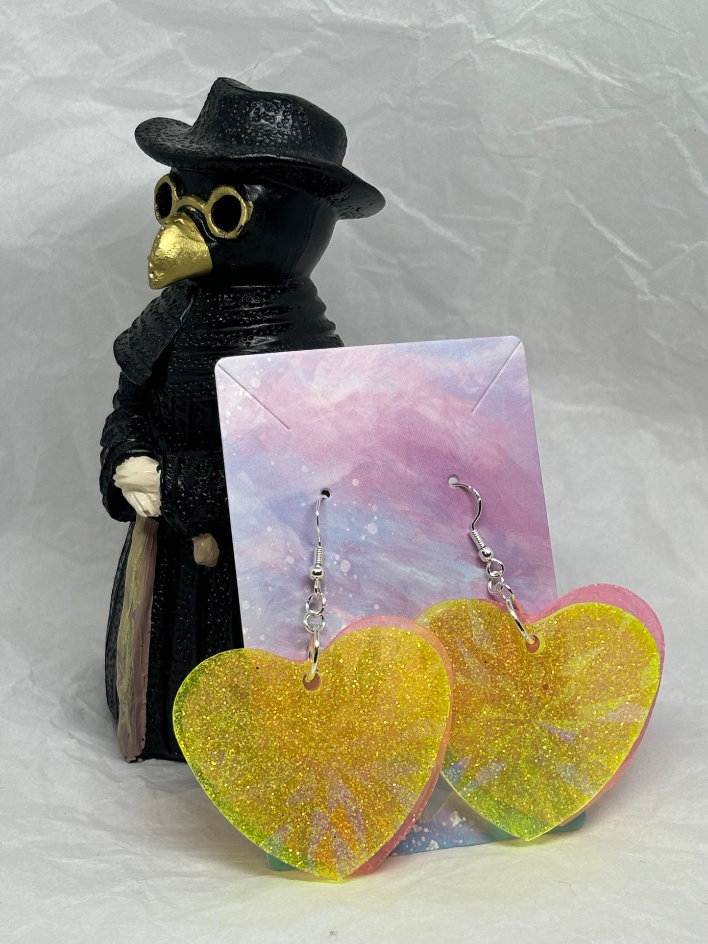 Layered Heart Earrings (Pink & Yellow)