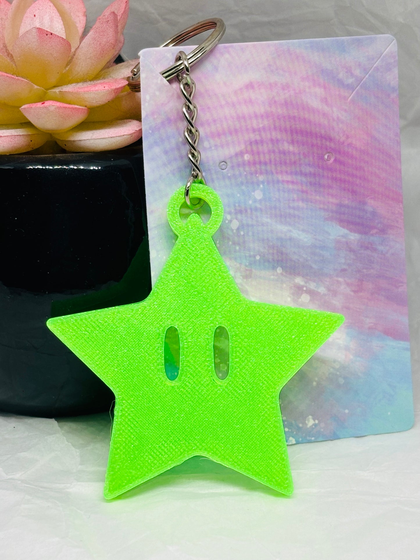 Video-Game Themed Glowing Star Keychain