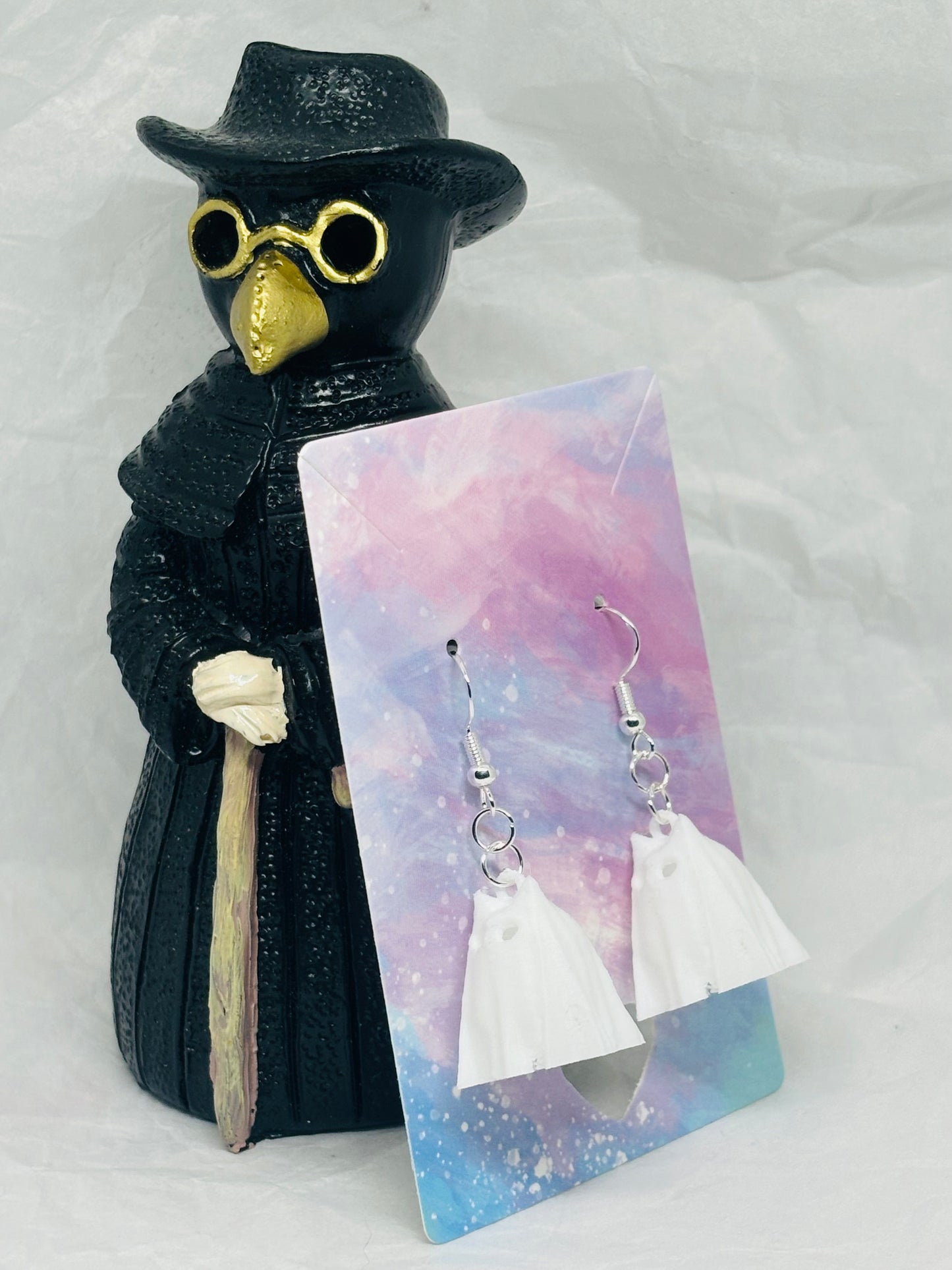 Ghost Cat Earrings (White)