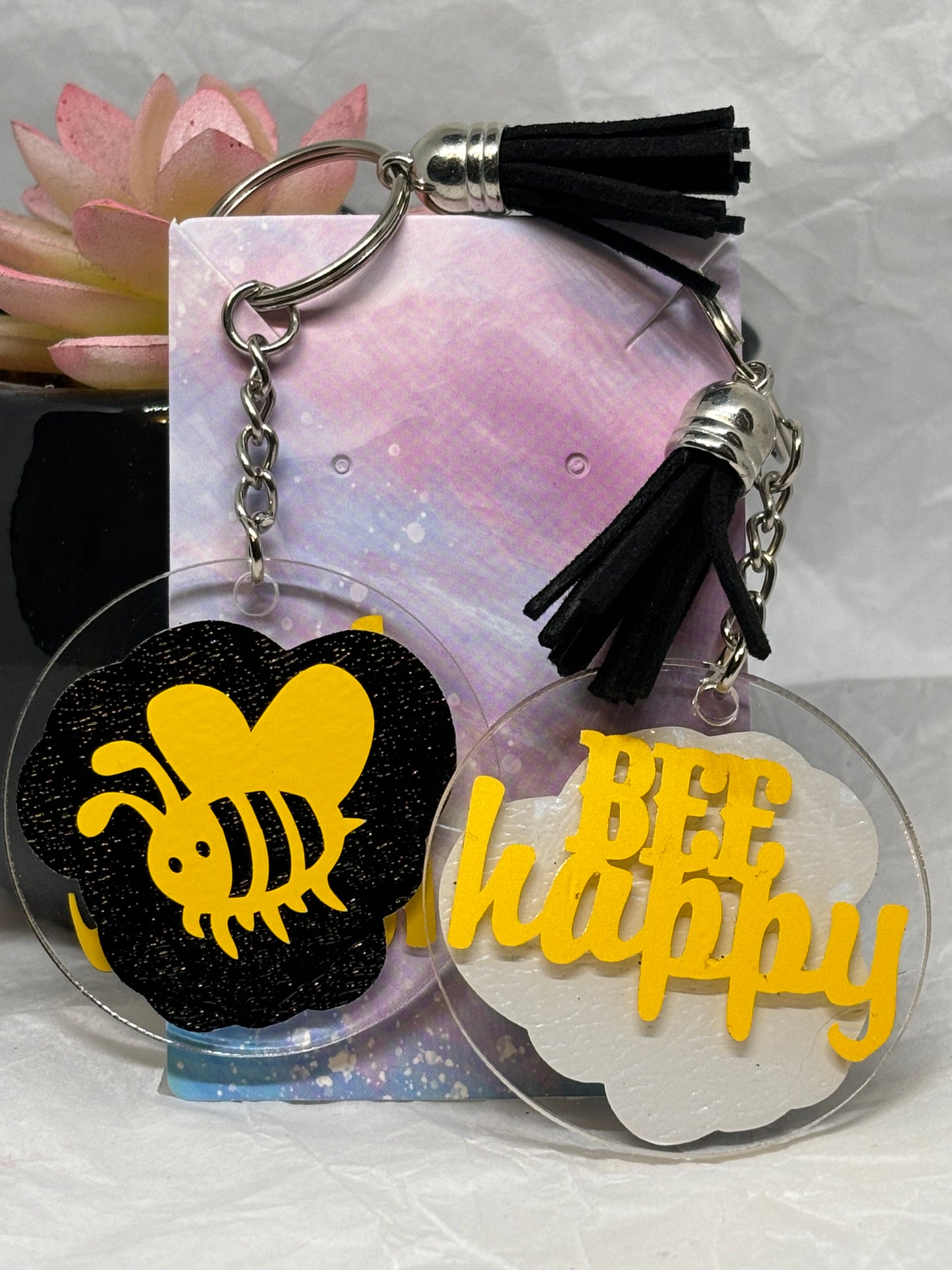 Bee Happy Keychain