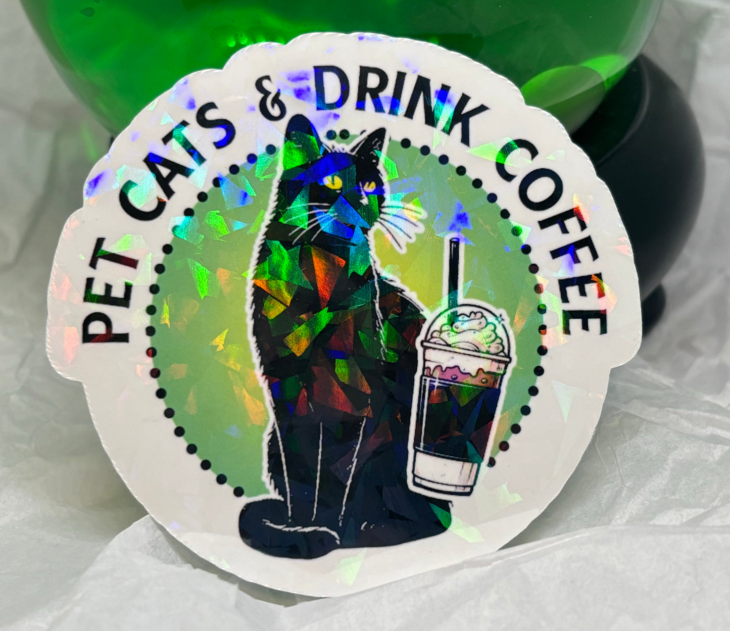 Pet Cats & Drink Coffee Sticker