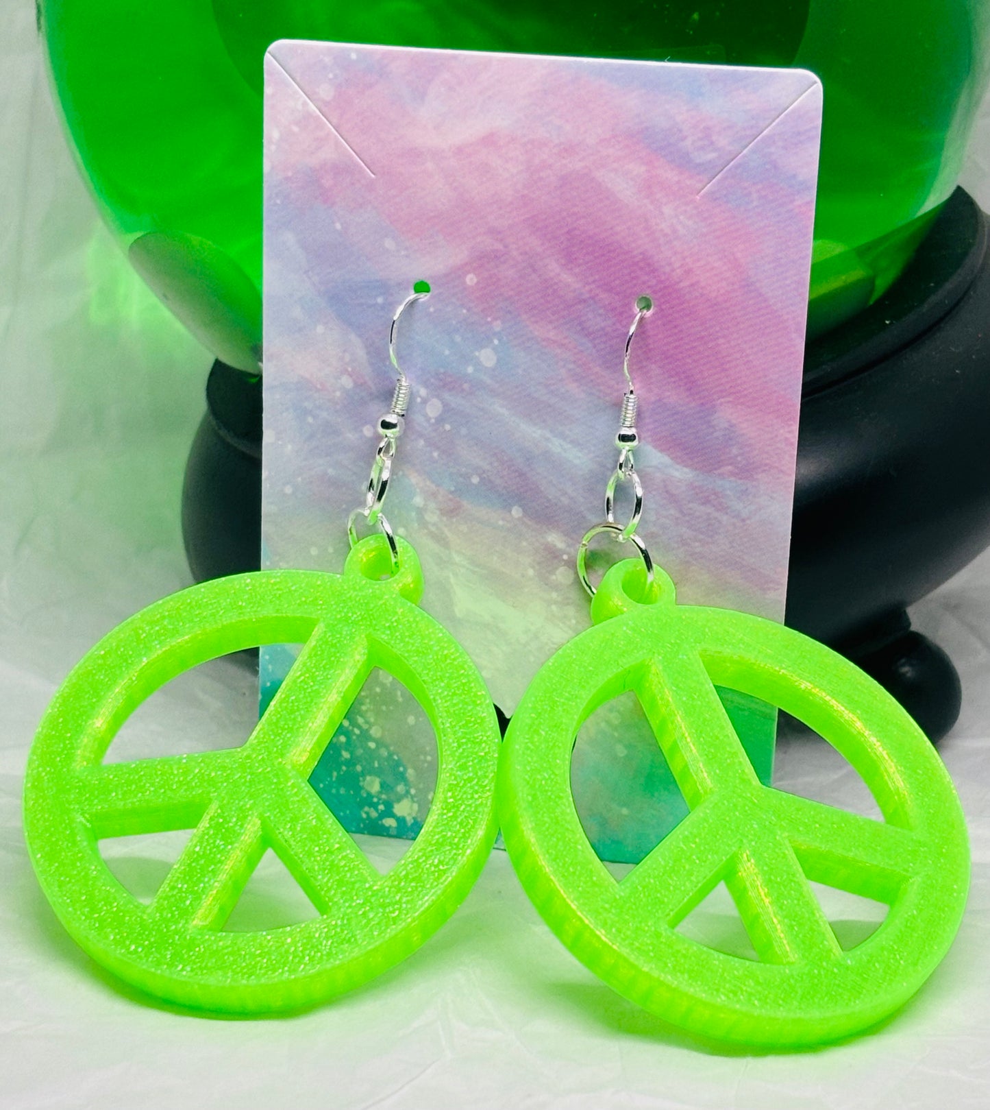 Glowing Peace Sign Earrings