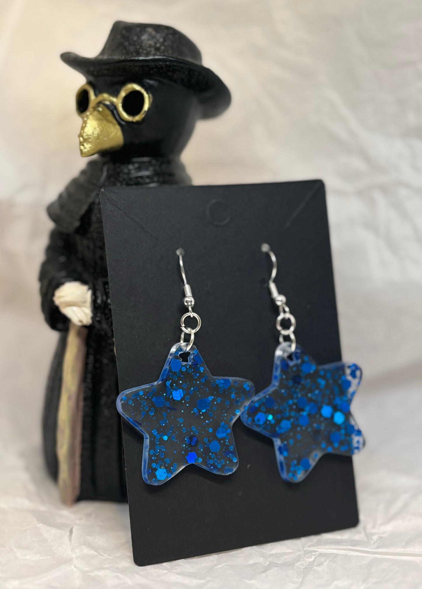 Star Earrings (Blue Chunky Glitter)