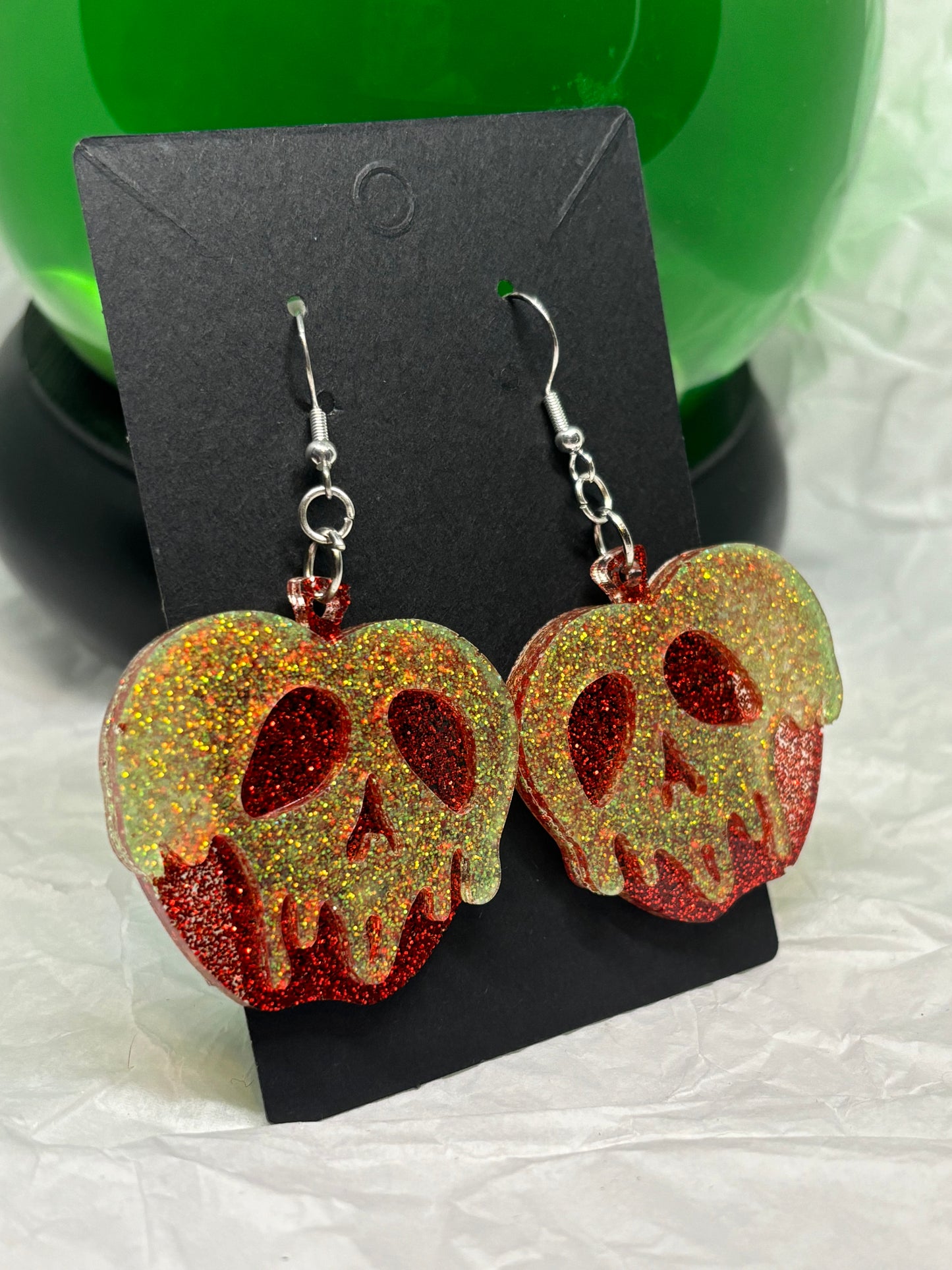 Poison Apple Earrings (Lime Green & Red)