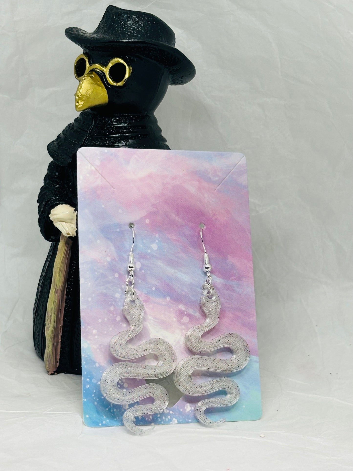Snake Earrings (Clear Sparkle)