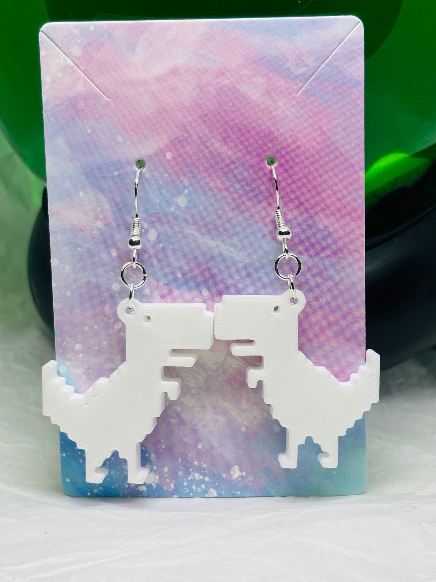 T-Rex Earrings (White)