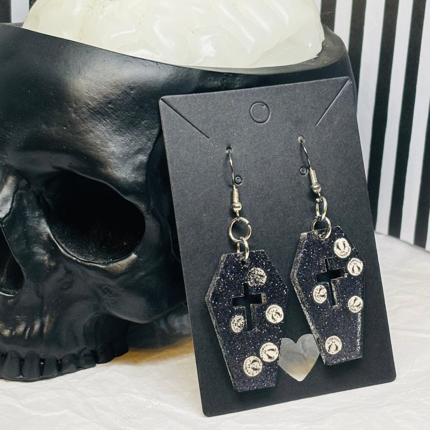 Coffin Earrings w/Jack Bits (Black)