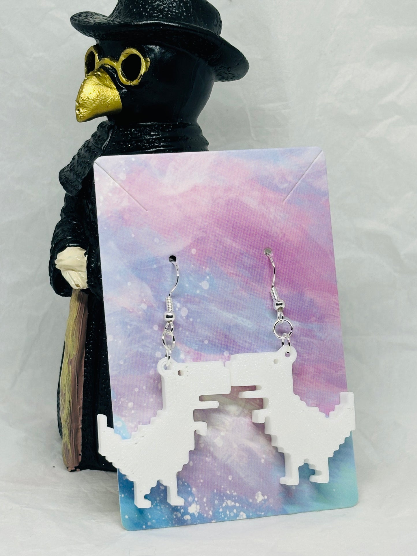 T-Rex Earrings (White)