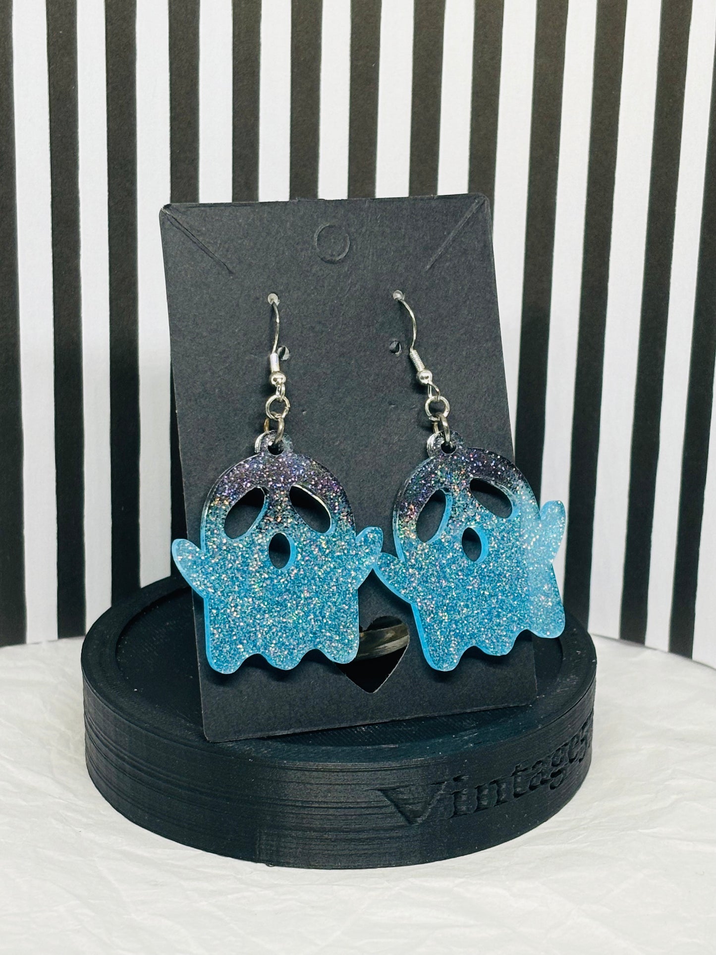 Ghost Earrings (Black & Blue)