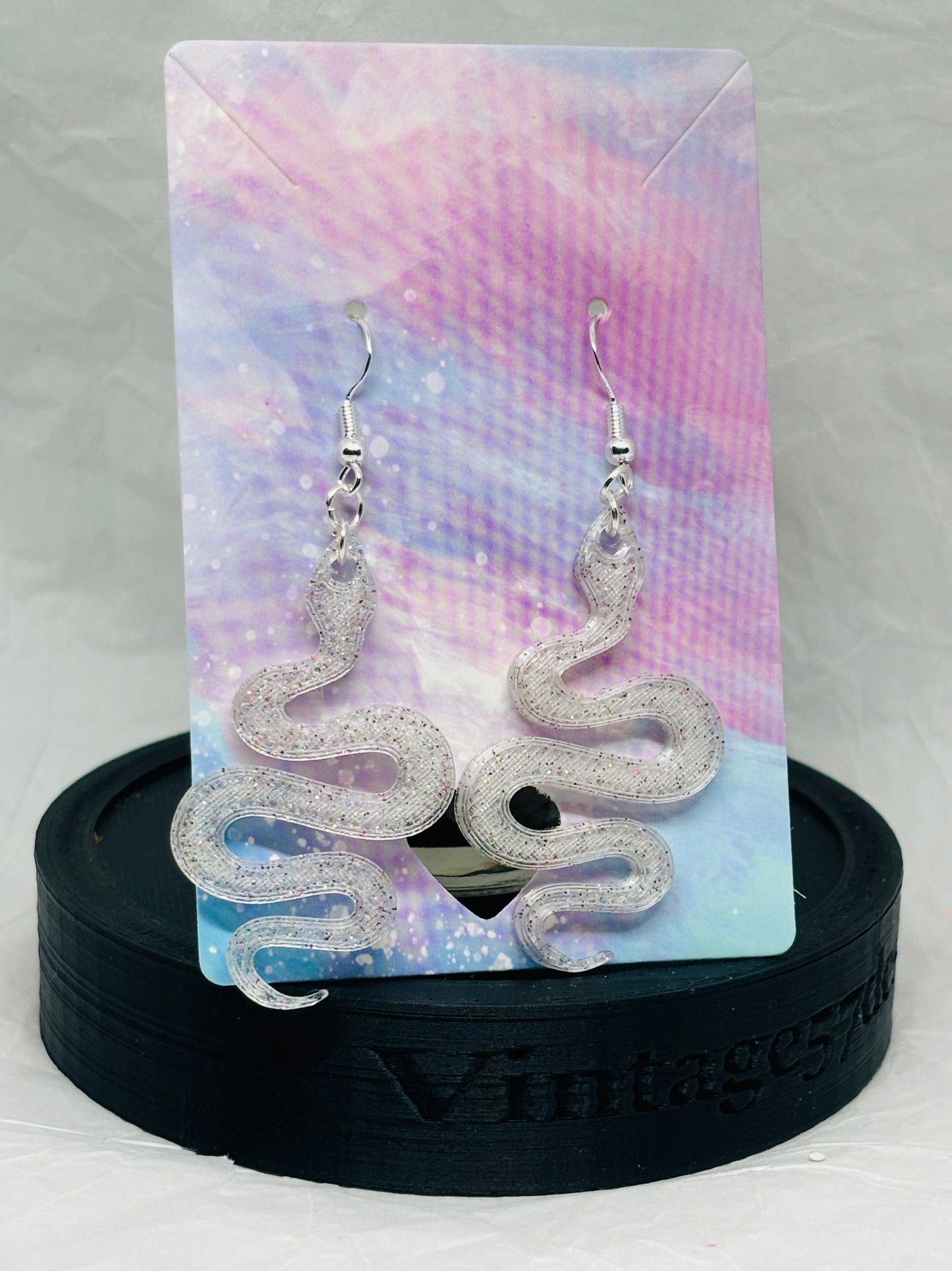 Snake Earrings (Clear Sparkle)
