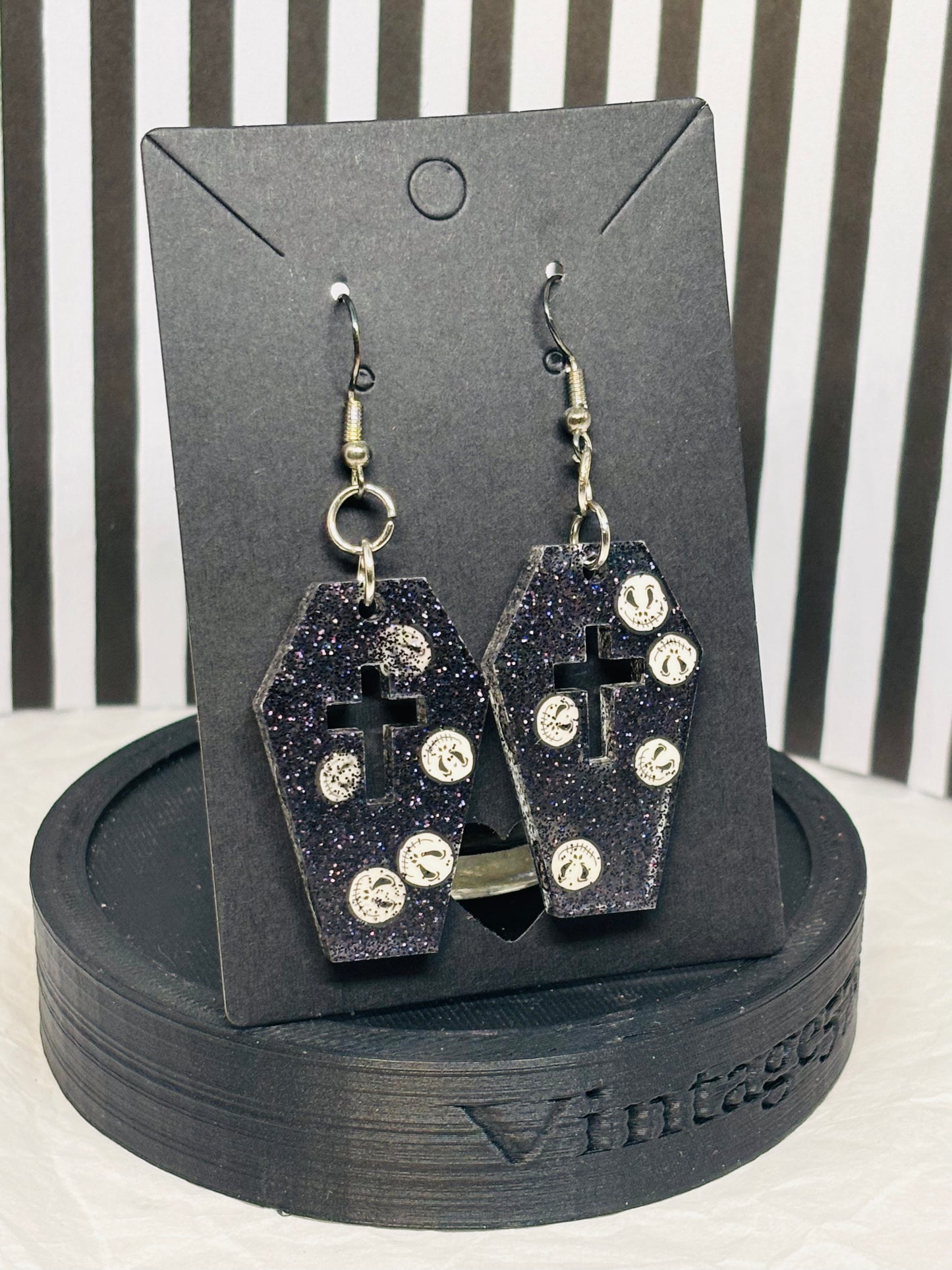 Coffin Earrings w/Jack Bits (Black)