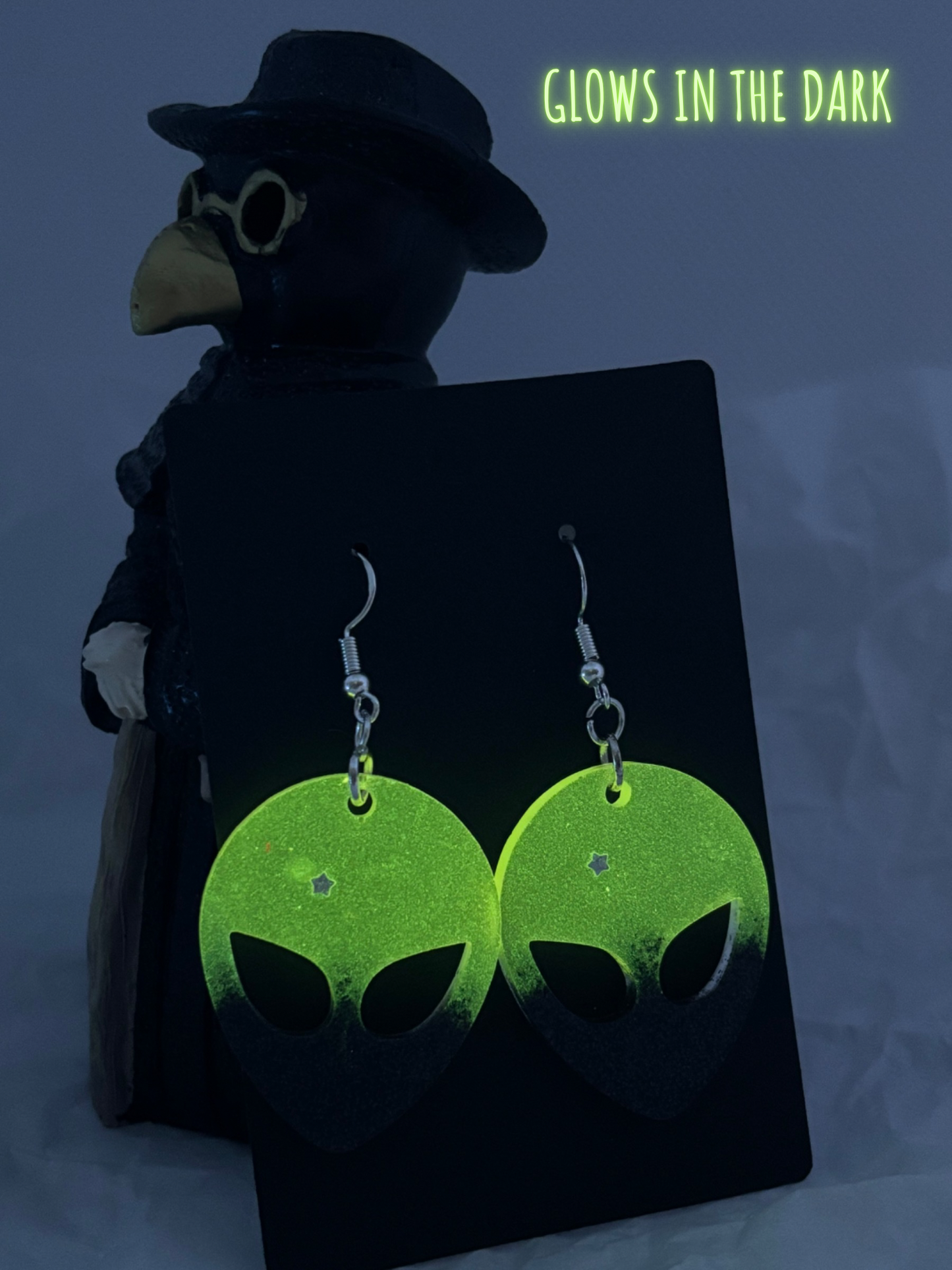 Alien Earrings - Glow in the Dark (Orange & Black)