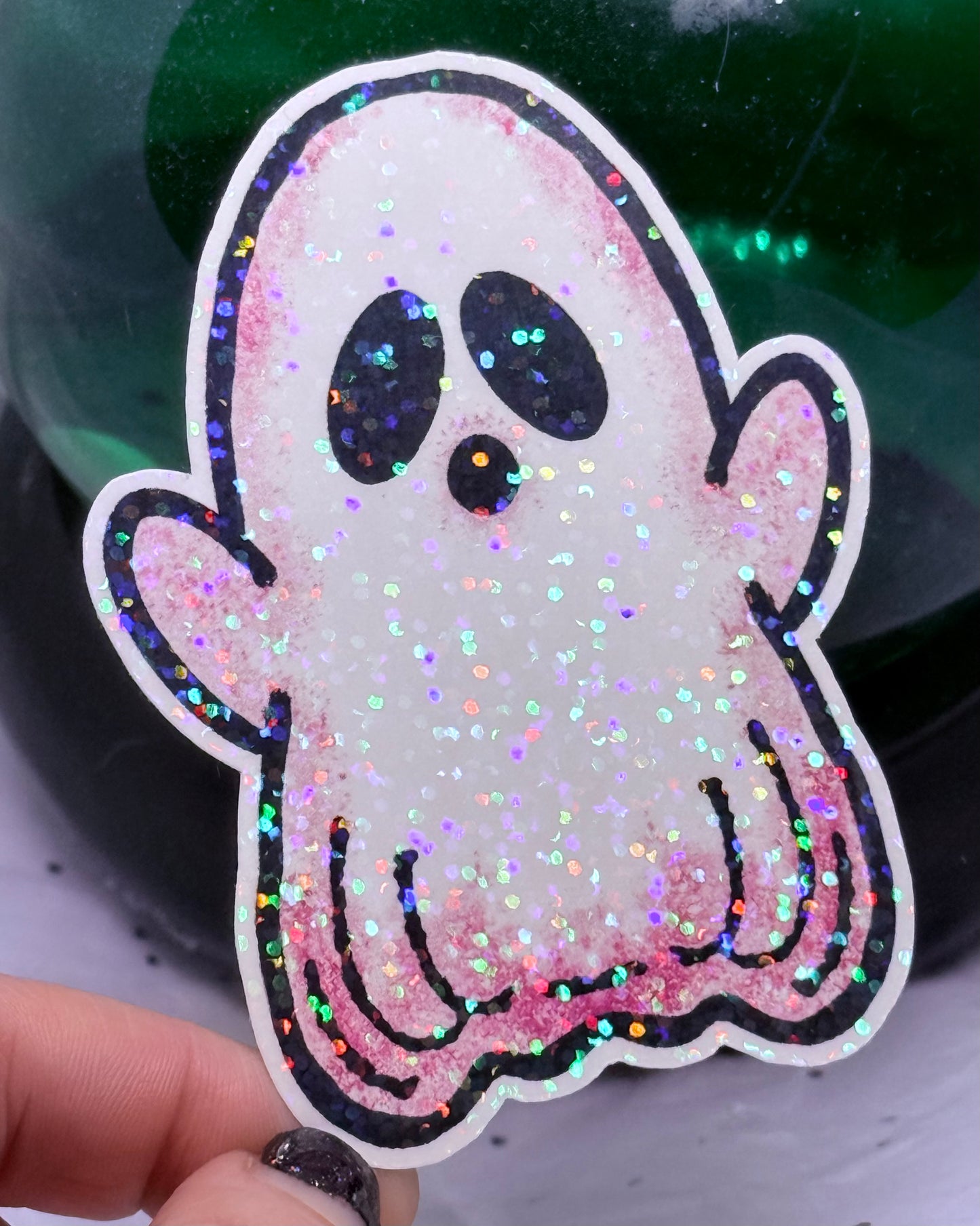 Pink & White Ghost Sticker