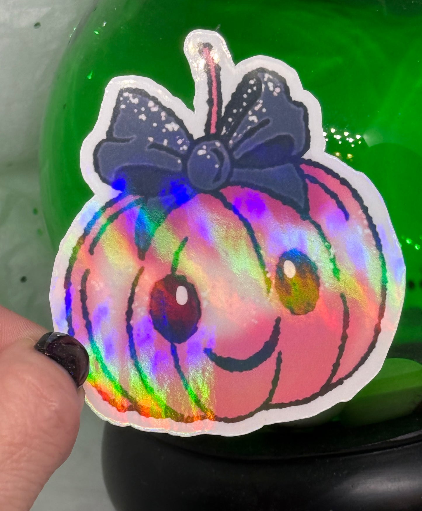 Pink Pumpkin with Bow Sticker