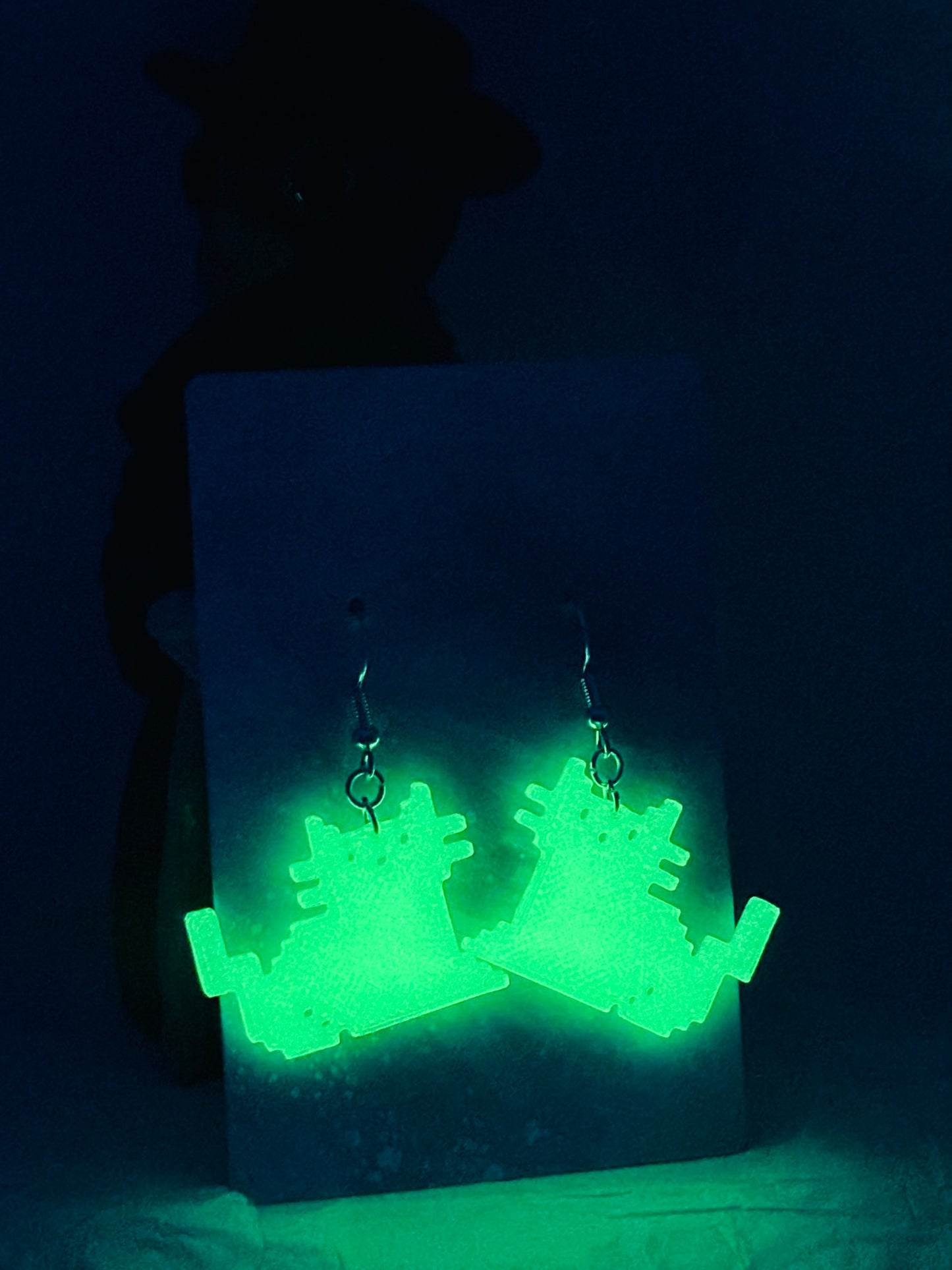Glowing Pixel Cat Earrings (Mini)