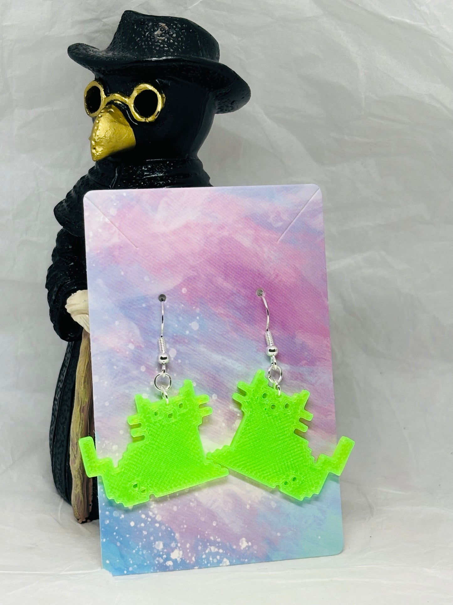 Glowing Pixel Cat Earrings (Mini)