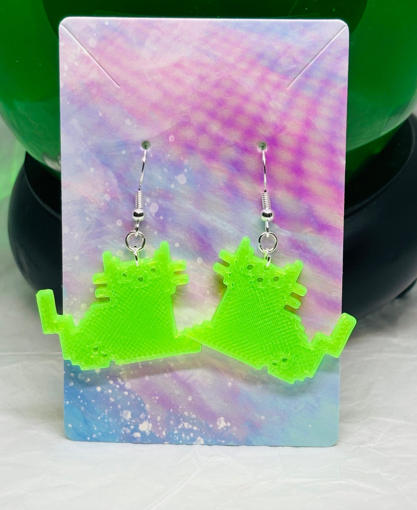 Glowing Pixel Cat Earrings (Mini)