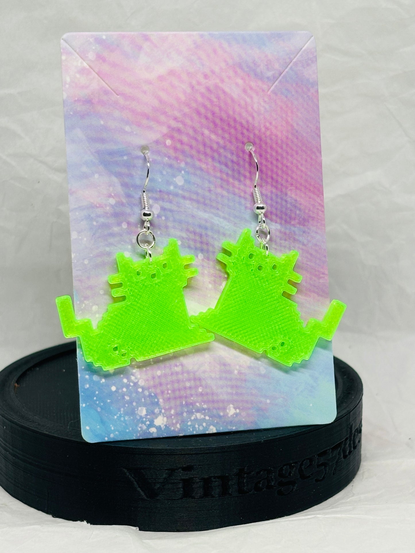 Glowing Pixel Cat Earrings (Mini)