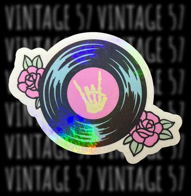 Record with Skeleton Hand Sticker