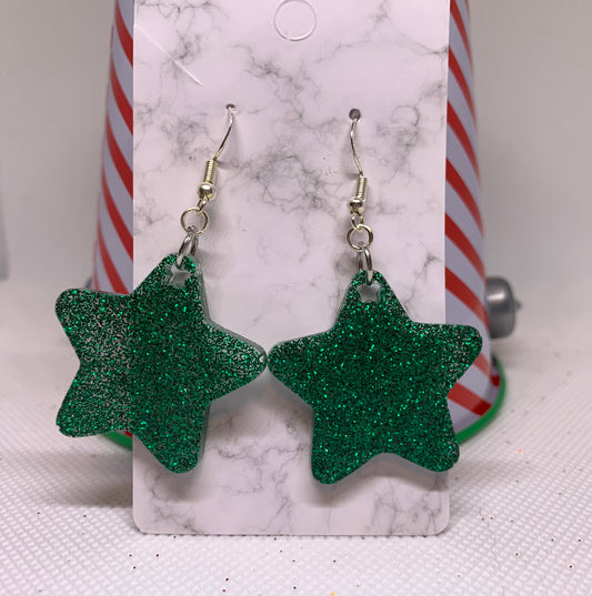 Star Earrings (Dark Green)