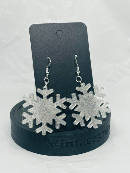 Snowflake Earrings (Silver Sparkle)