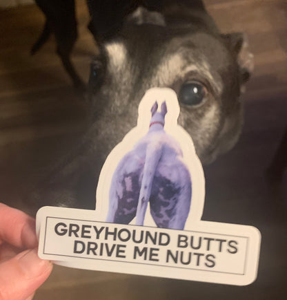 Greyhound Butts Drive Me Nuts Sticker