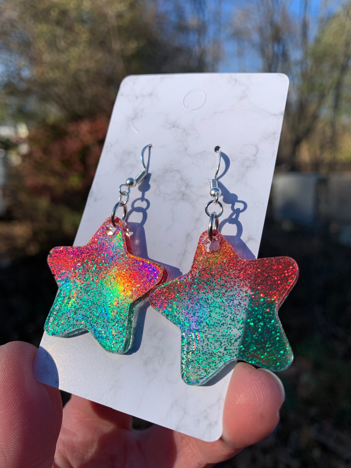 Red & Green Star Earrings