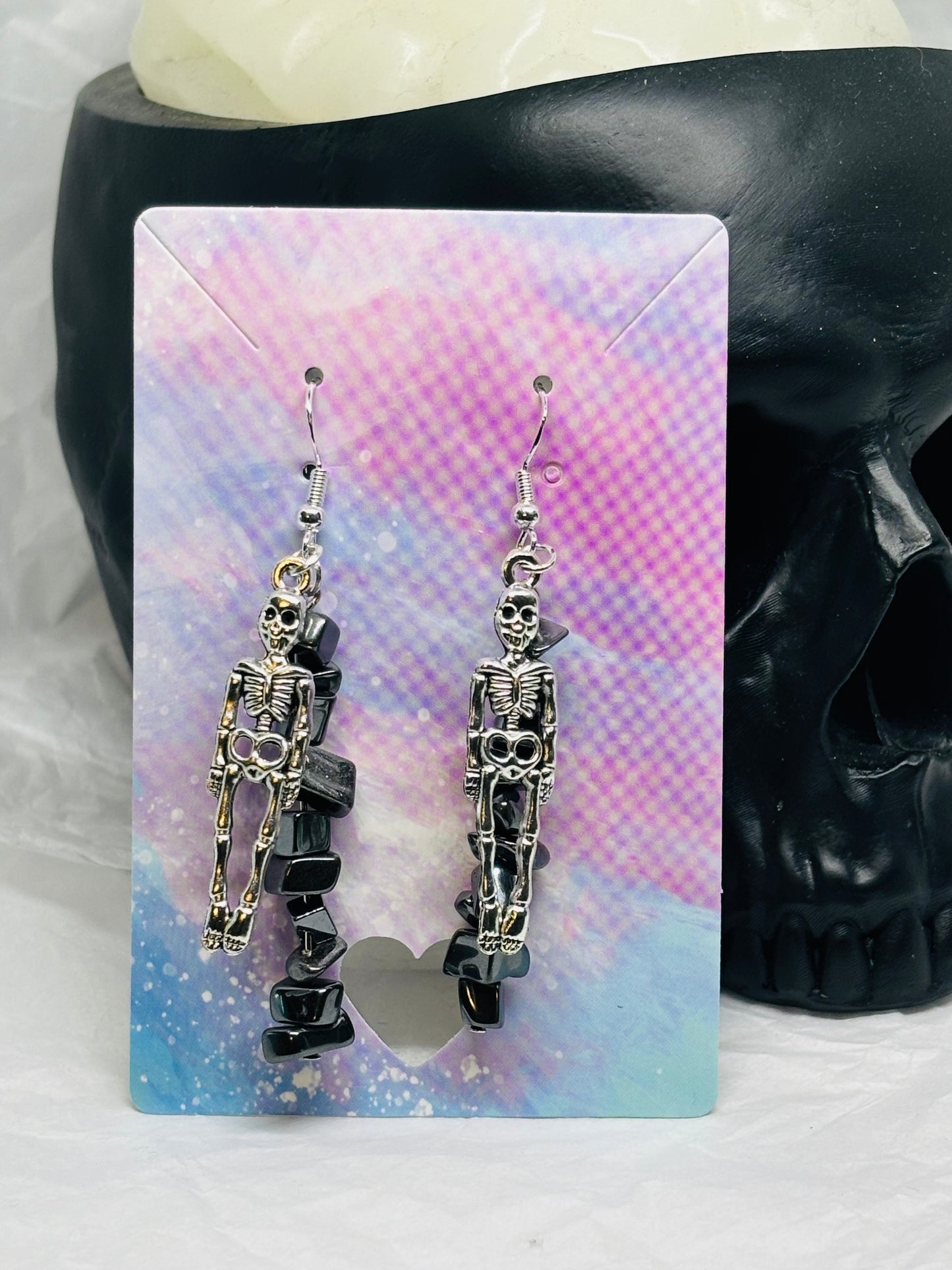 Skeleton Bead Earrings (Graphite)