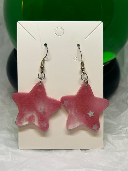 Star Earrings (Pink w/Stars)